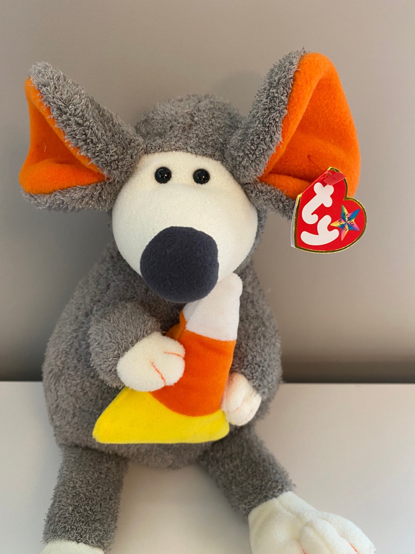 Ty Beanie Buddy “Ratzo” the Rat - Grey Candy Corn Version *Rare* (13 inch)