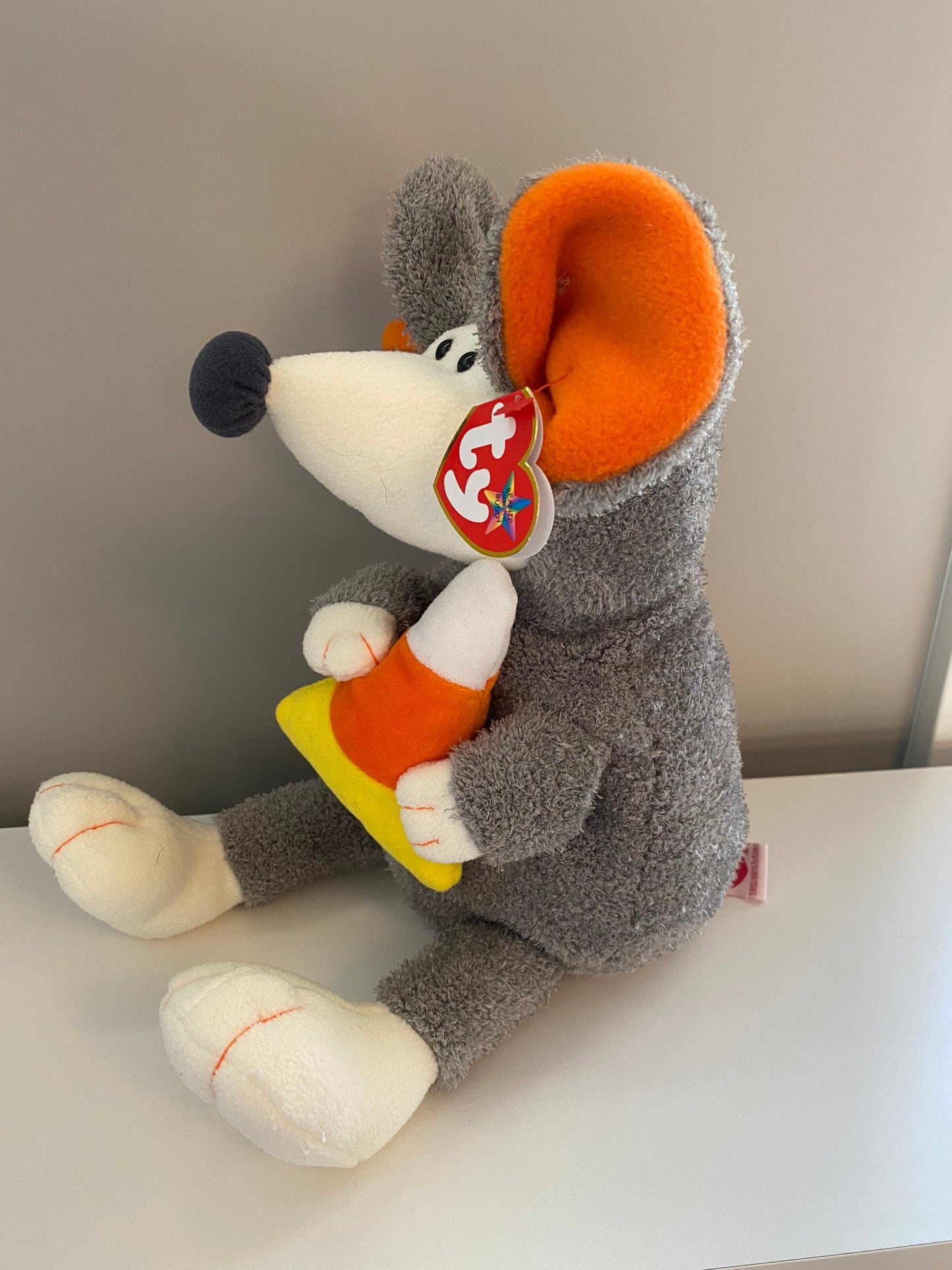 Ty Beanie Buddy “Ratzo” the Rat - Grey Candy Corn Version *Rare* (13 inch)