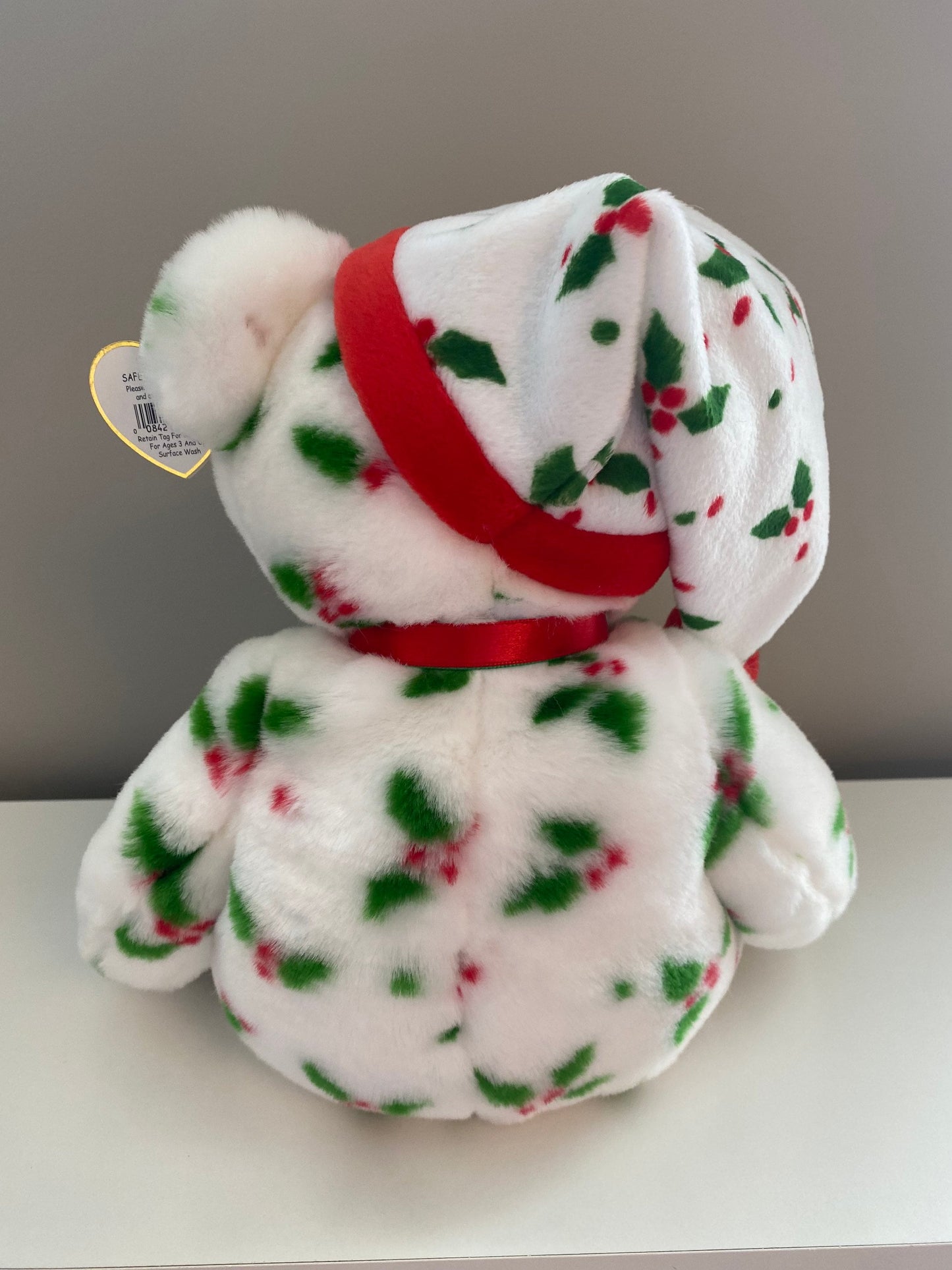 Ty Beanie Buddy “1998 Holiday Teddy” the Holiday Bear Wearing Santa Hat (14 inch)