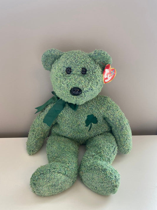 Ty Beanie Buddy “Shamrock” the Irish Bear with Clover on Chest (13.5 inch)