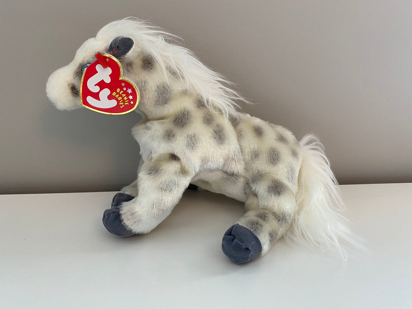 Ty Beanie Baby “Lightning” the White and Grey Horse  (6 inch)