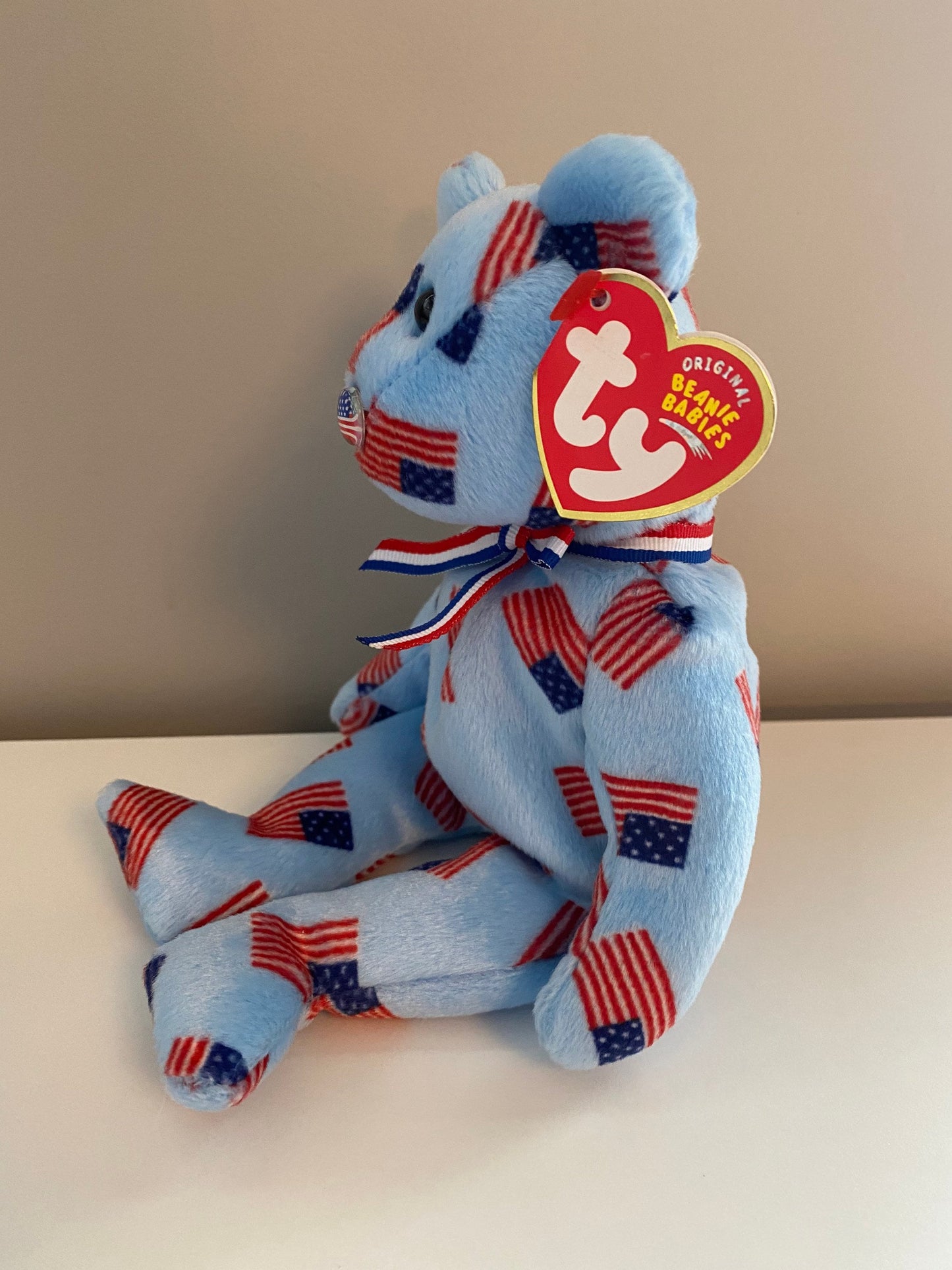 Ty Beanie Baby “Union” the United States Bear - USA Flag print - Flag Nose Version (8.5 inch)