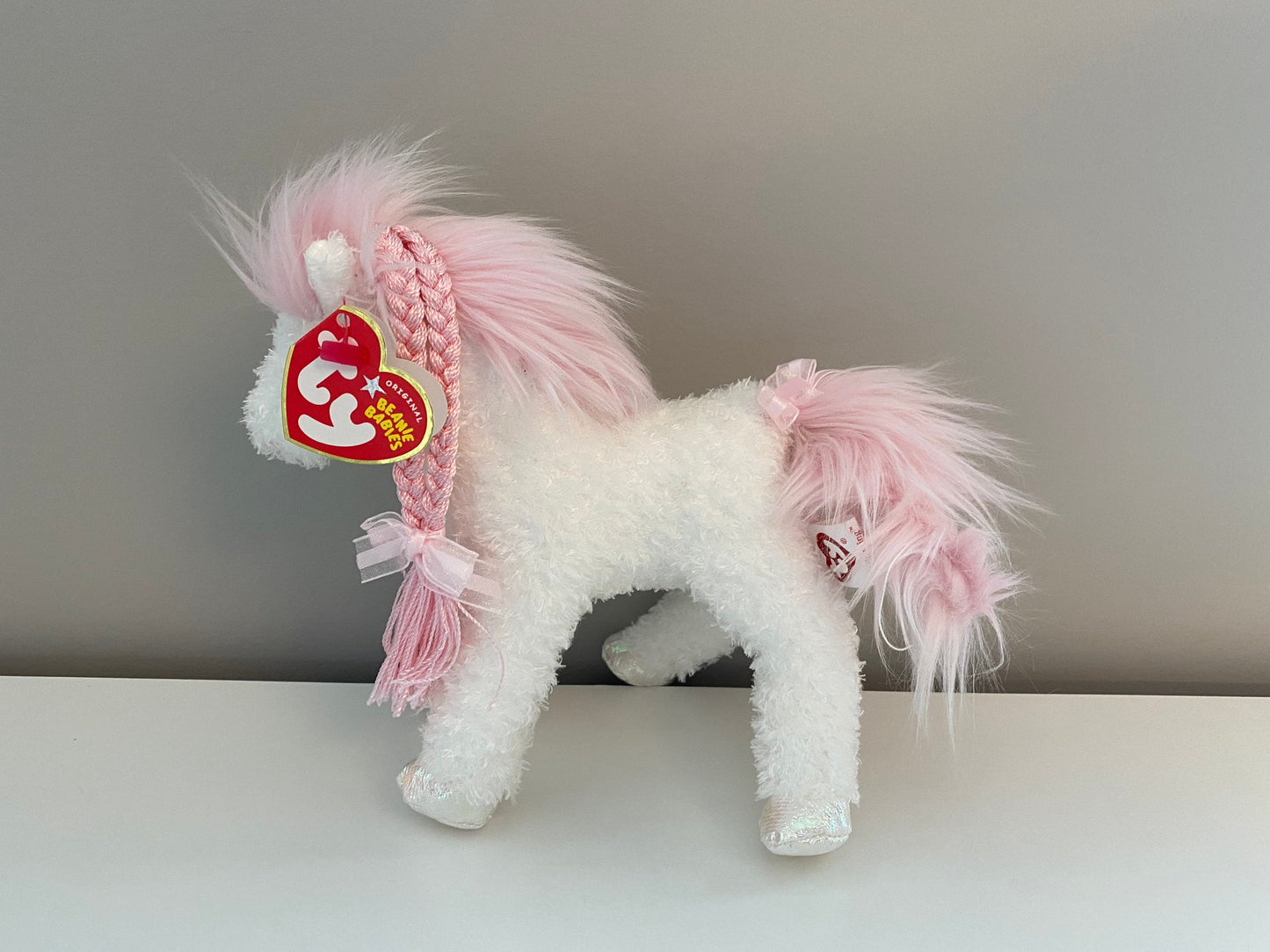 Ty Beanie Baby “Enchanting” the Pink and White Horse with Pink Braid (9 inch)