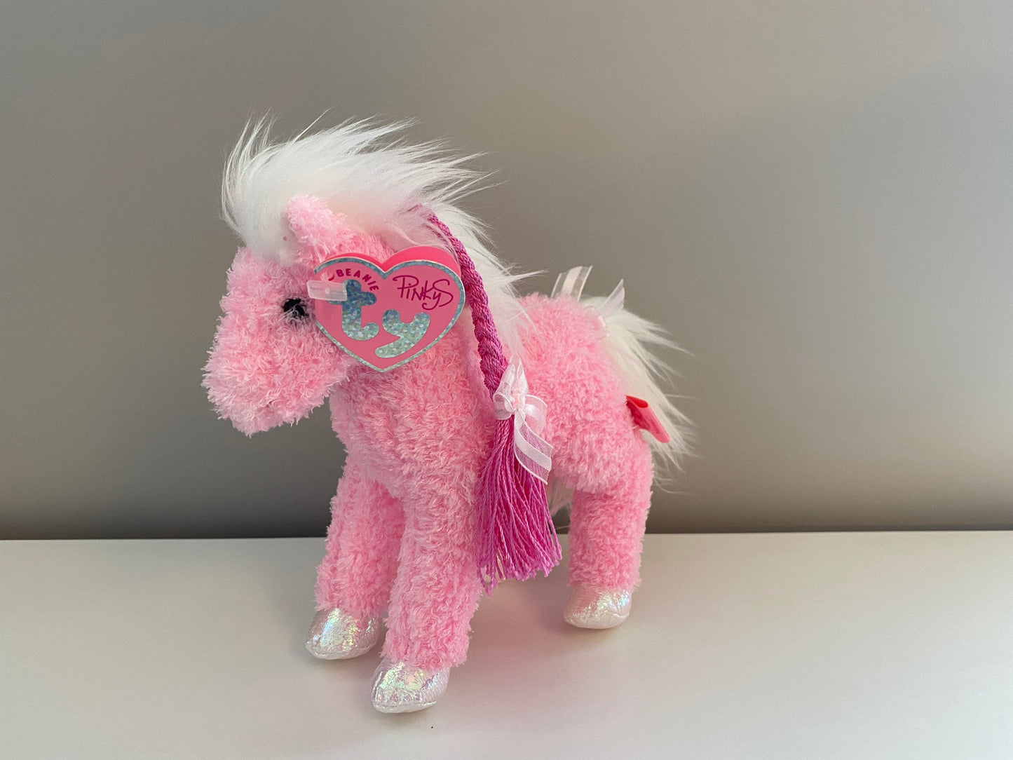 Ty Beanie Baby “Minuet” the Pink Horse with Pink Braid - Pinkys Collection (7 inch)