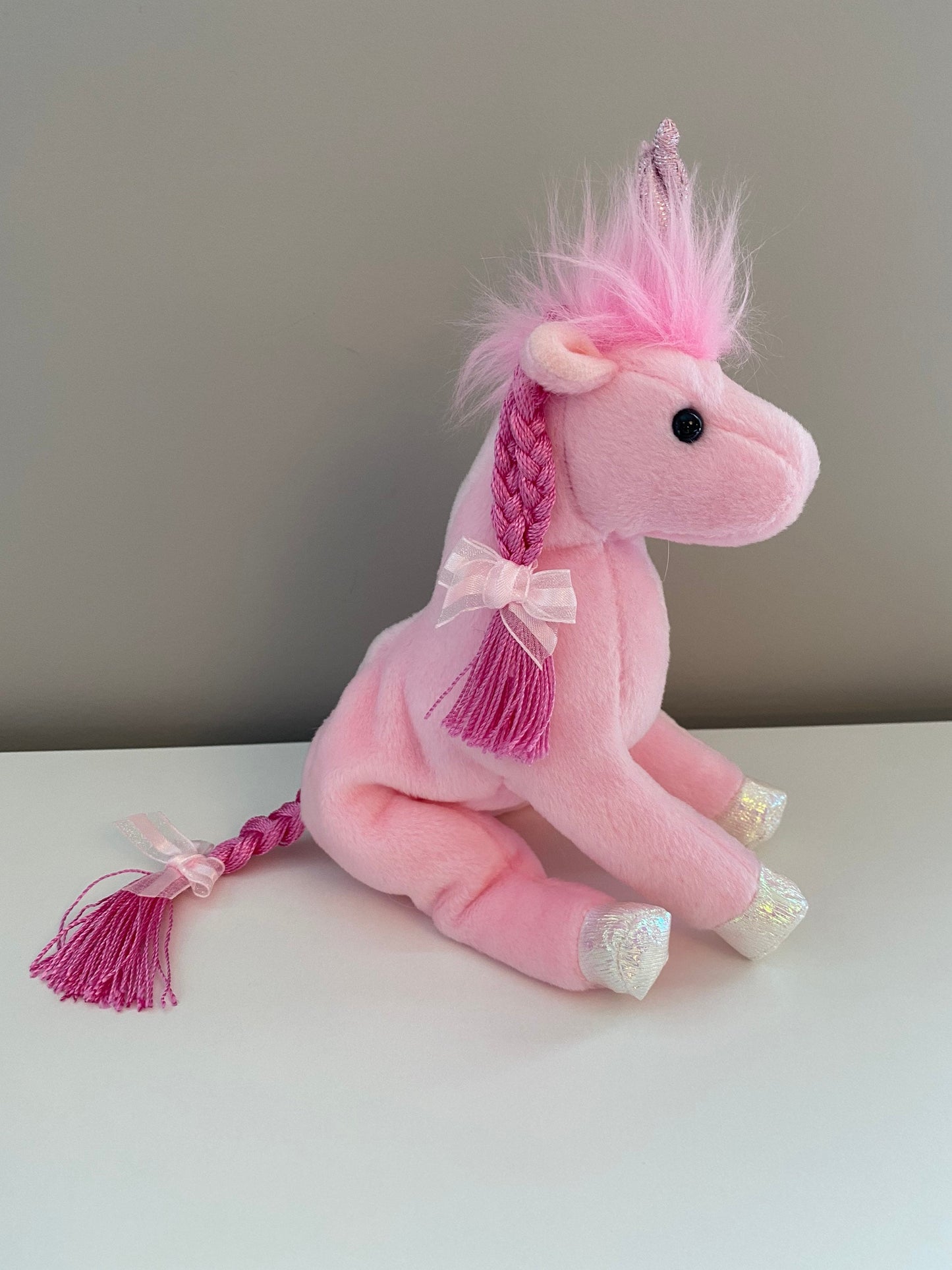 Ty Beanie Baby “Fairytale” the Pink Unicorn with Pink Braids (6 inch)