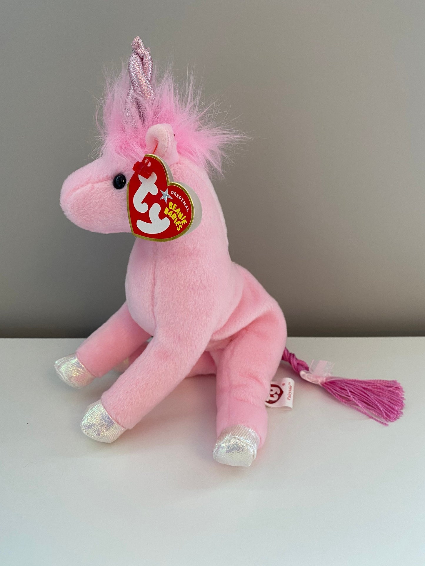 Ty Beanie Baby “Fairytale” the Pink Unicorn with Pink Braids (6 inch)