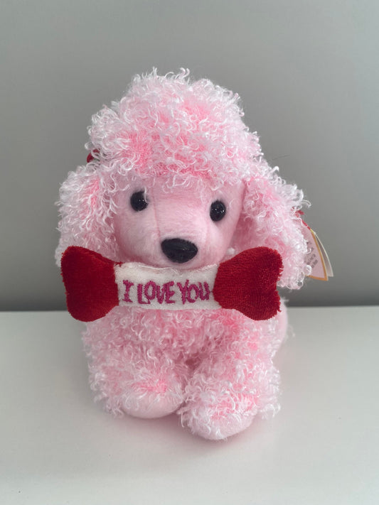 Ty Beanie Baby “Pup-in-Love” the Pink Poodle holding an I Love You Bone (5.5 inch)