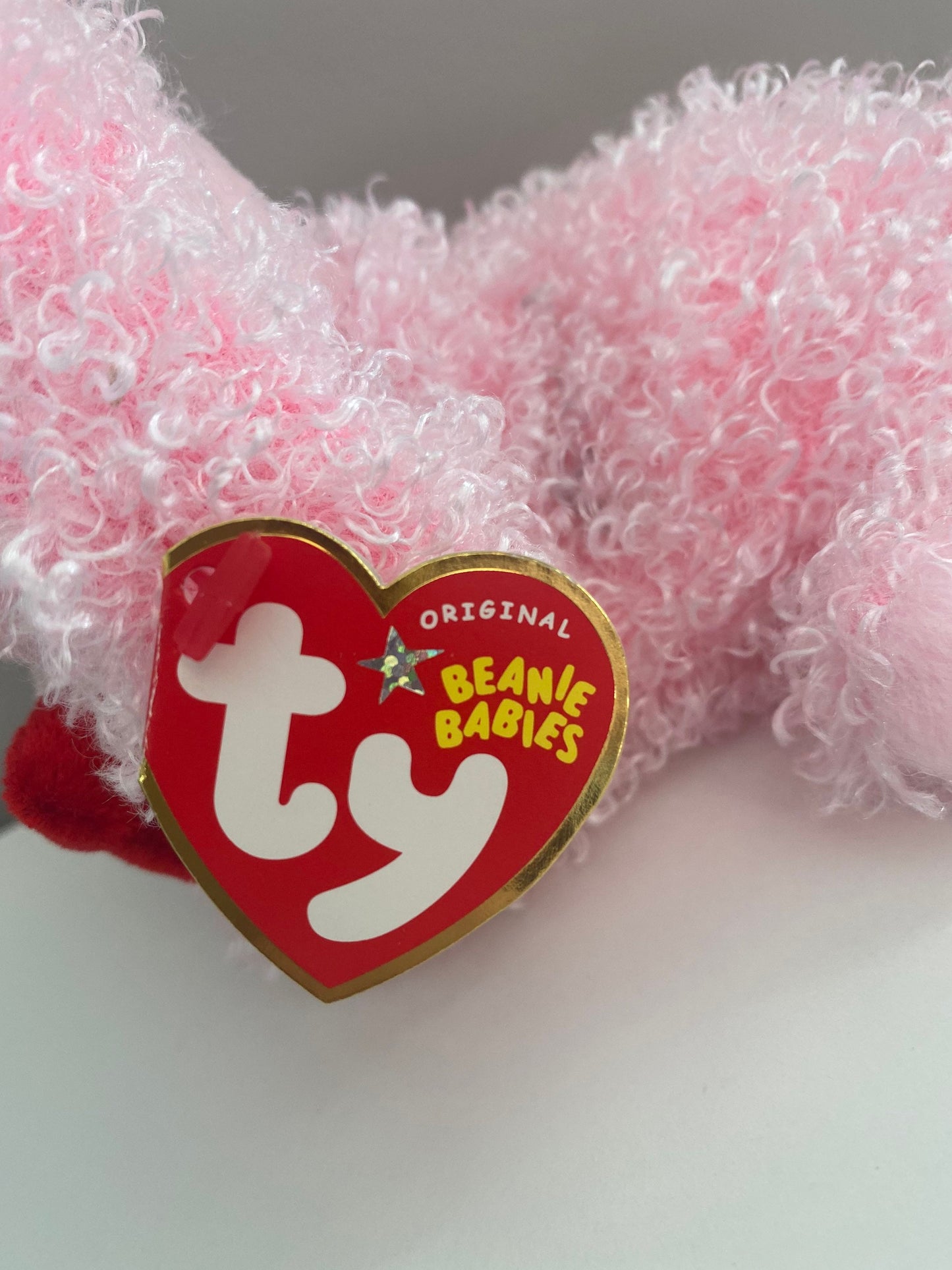 Ty Beanie Baby “Pup-in-Love” the Pink Poodle holding an I Love You Bone (5.5 inch)