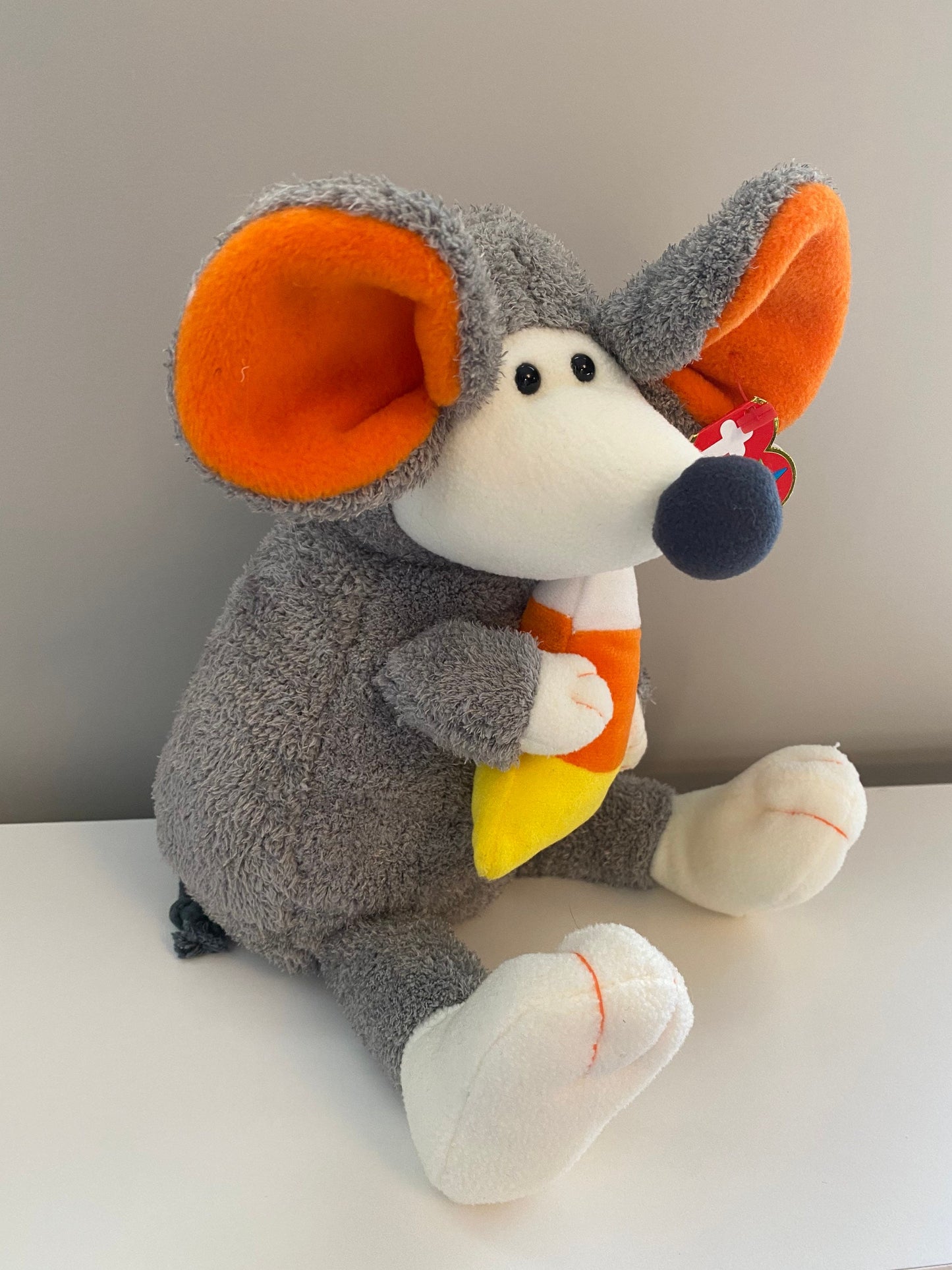 Ty Beanie Buddy “Ratzo” the Rat - Grey Candy Corn Version *Rare* (13 inch)