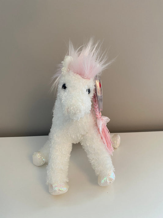 Ty Beanie Baby “Enchanting” the Pink and White Horse with Pink Braid (9 inch)