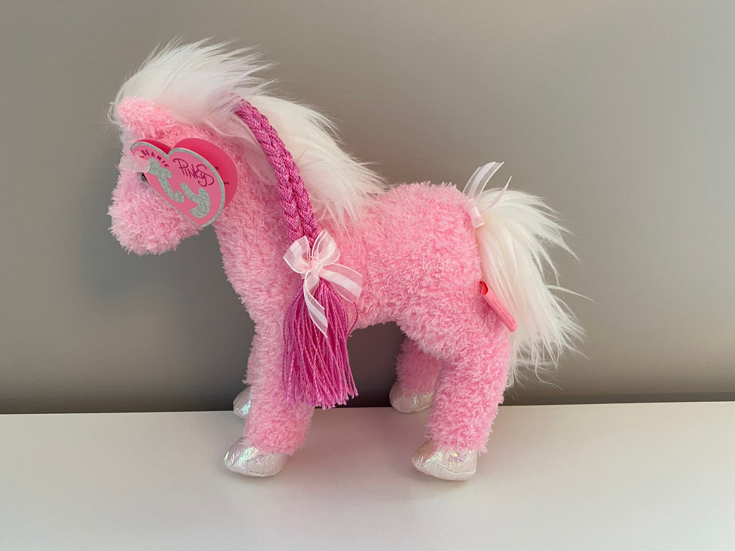 Ty Beanie Baby “Minuet” the Pink Horse with Pink Braid - Pinkys Collection (7 inch)