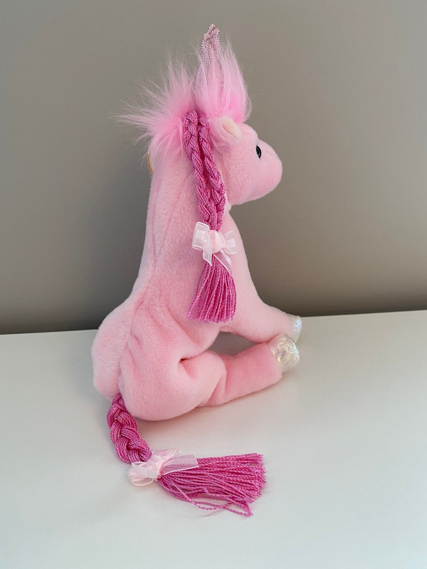 Ty Beanie Baby “Fairytale” the Pink Unicorn with Pink Braids (6 inch)