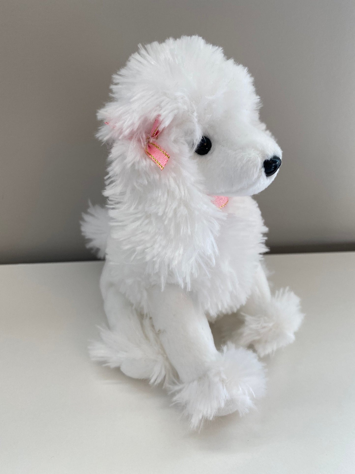 Ty Beanie Baby “L’amore” the Adorable White Poodle Plushie with Pink Bows (5.5 inch)