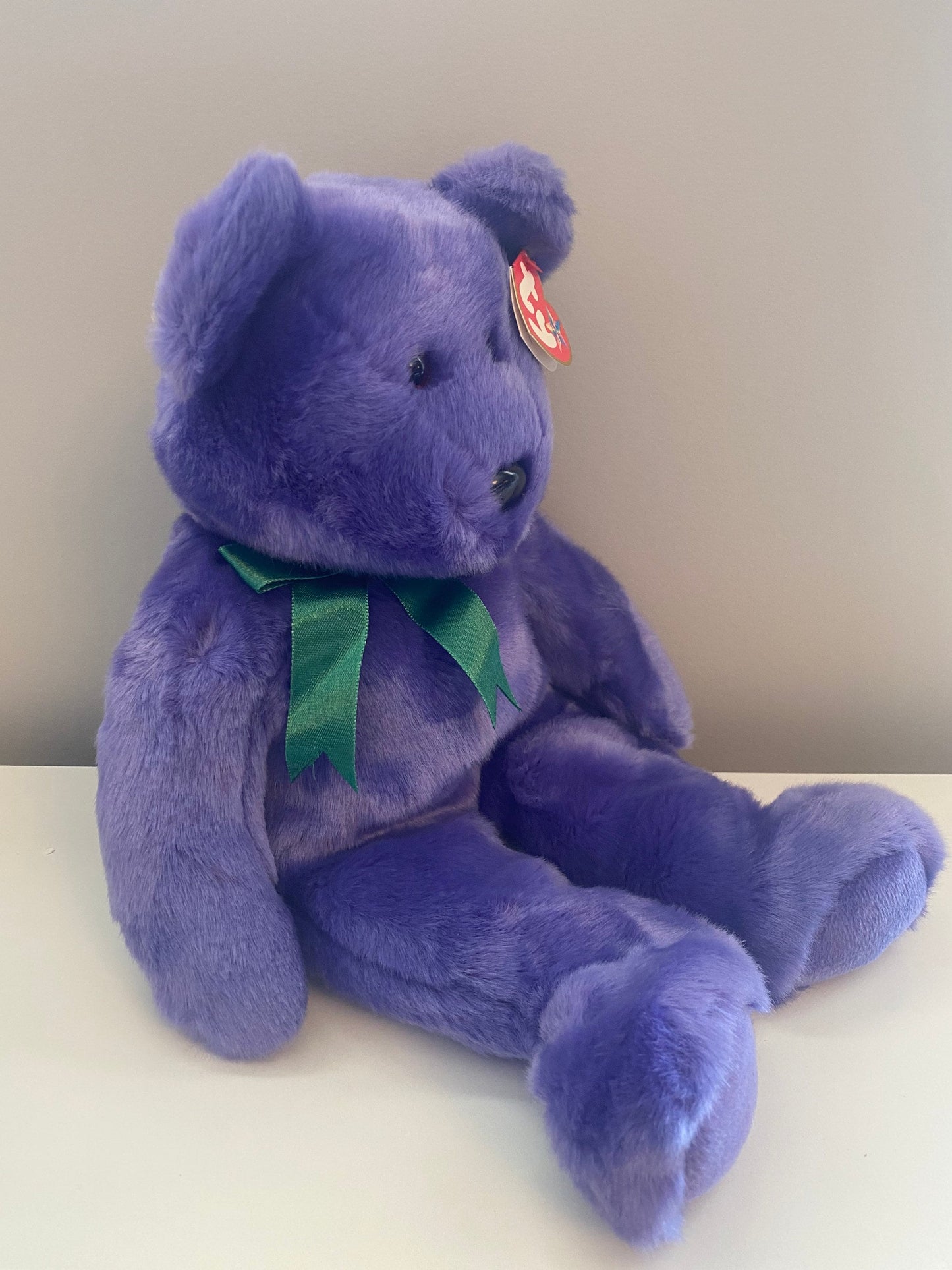 Ty Beanie Buddy “Employee Bear” the Purple Bear  (13.5 inch)