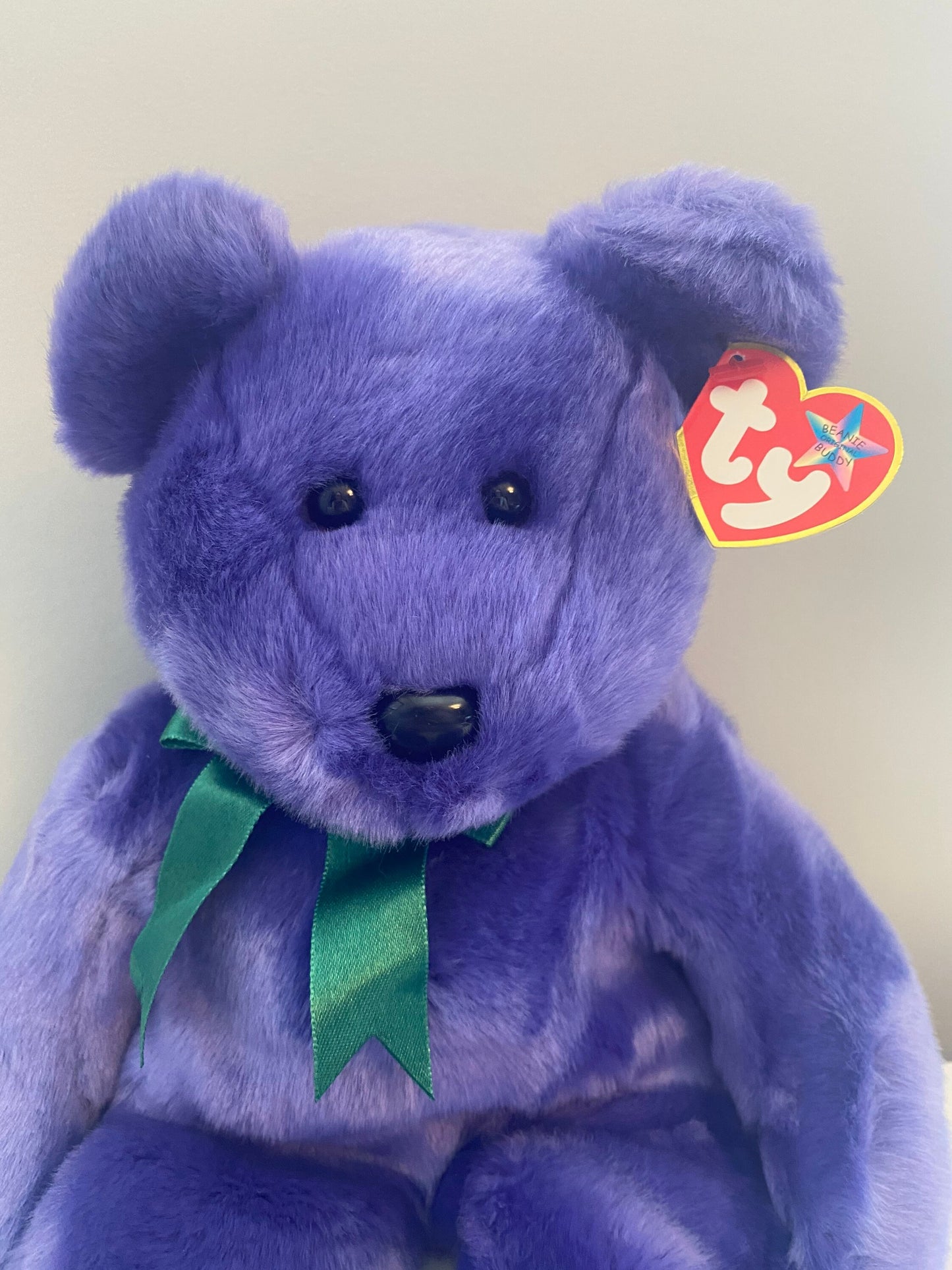 Ty Beanie Buddy “Employee Bear” the Purple Bear  (13.5 inch)