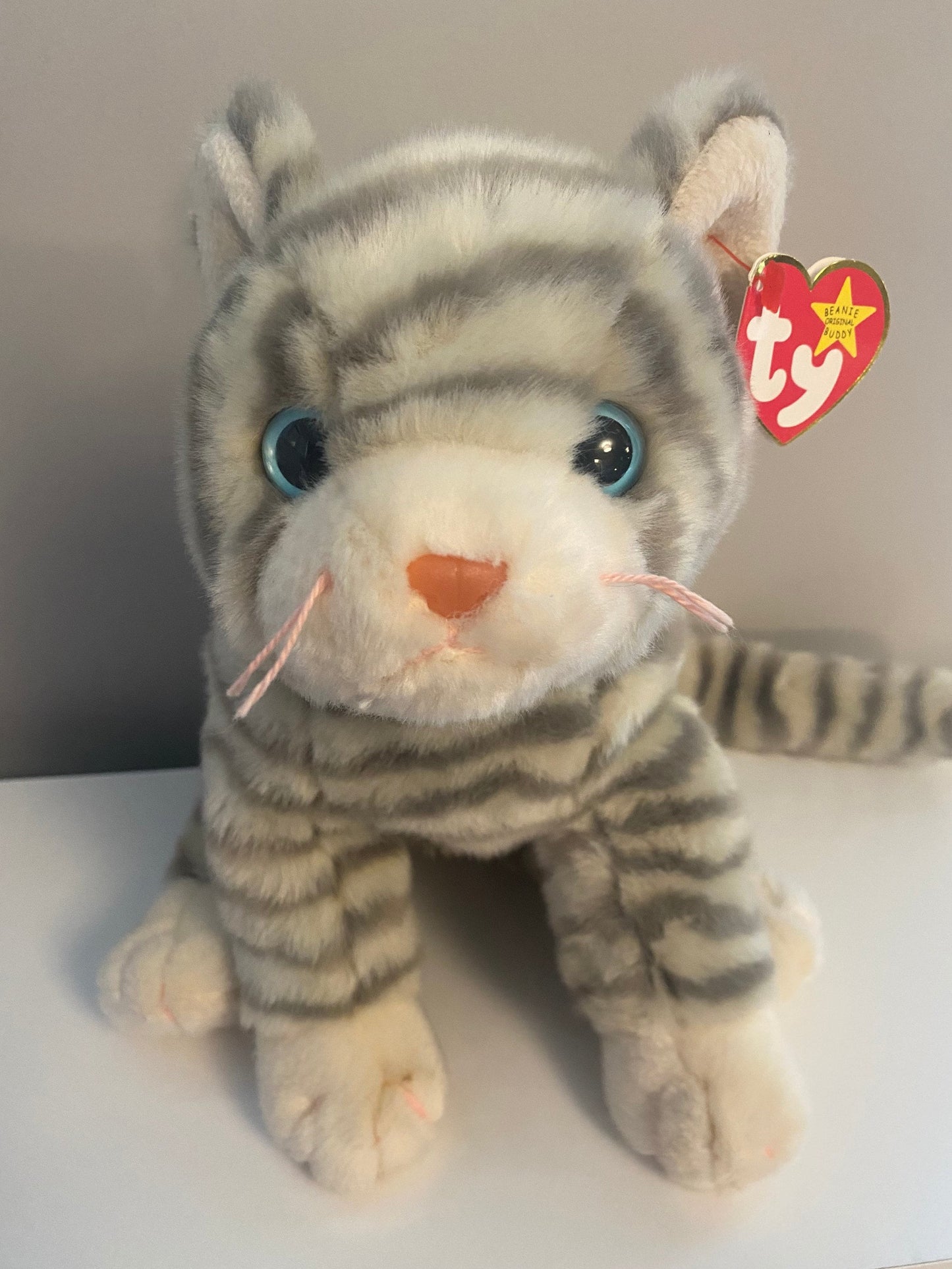 Ty Beanie Buddy “Silver” the Tabby Cat - Stripe Patterns Vary (12 inch)