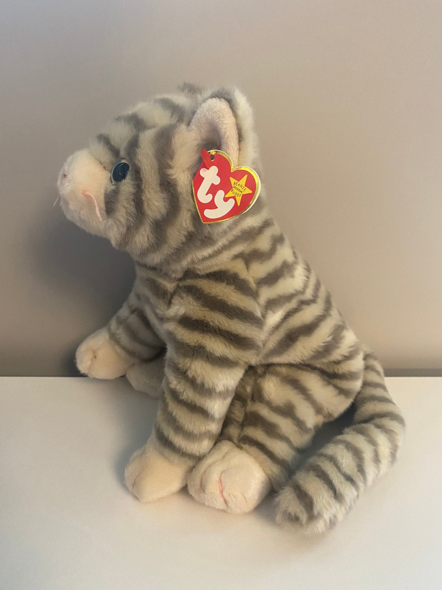 Ty Beanie Buddy “Silver” the Tabby Cat - Stripe Patterns Vary (12 inch)