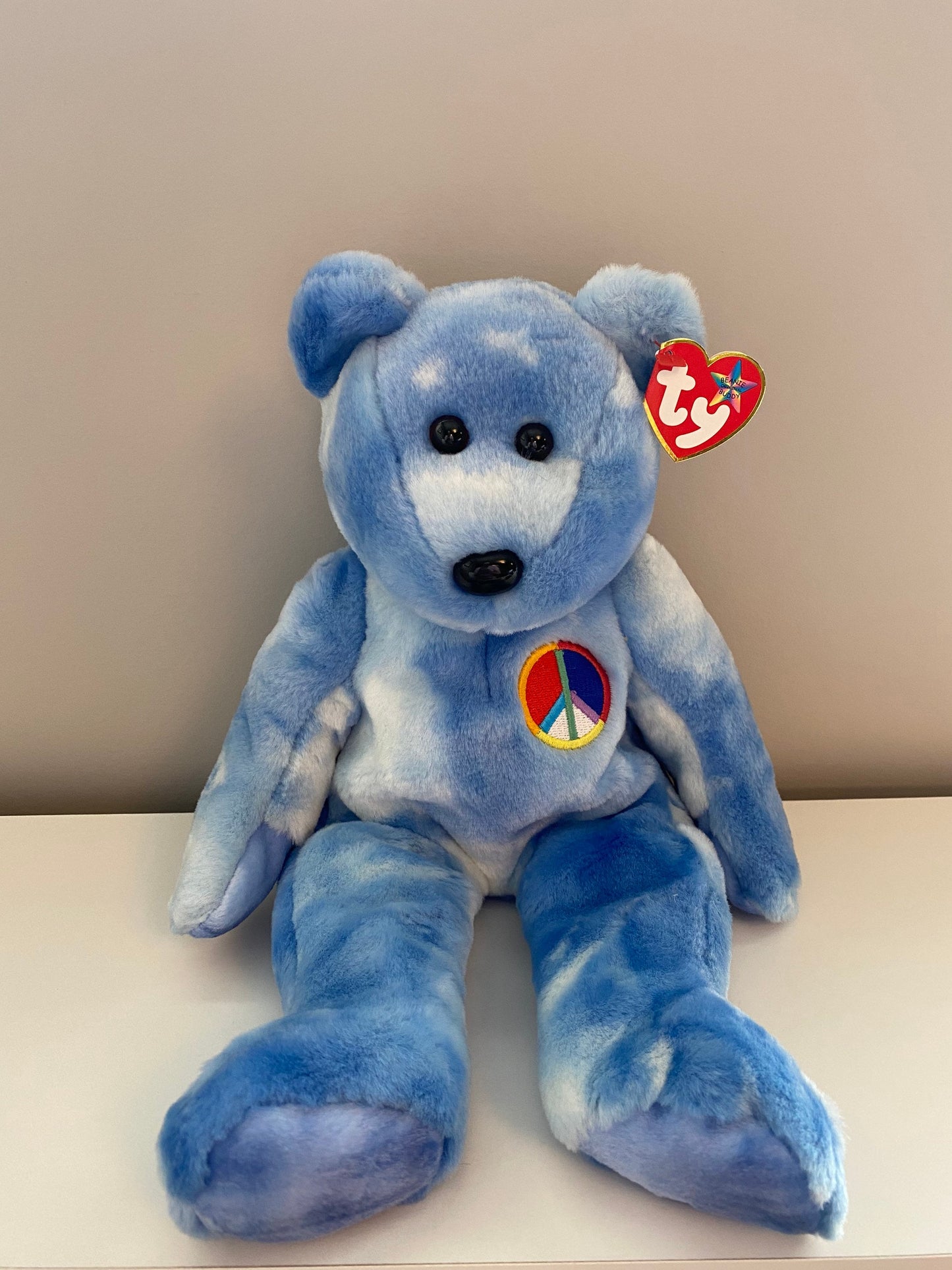 Ty Beanie Buddy “Peace” the Blue Bear  *Rare* (14 inch)