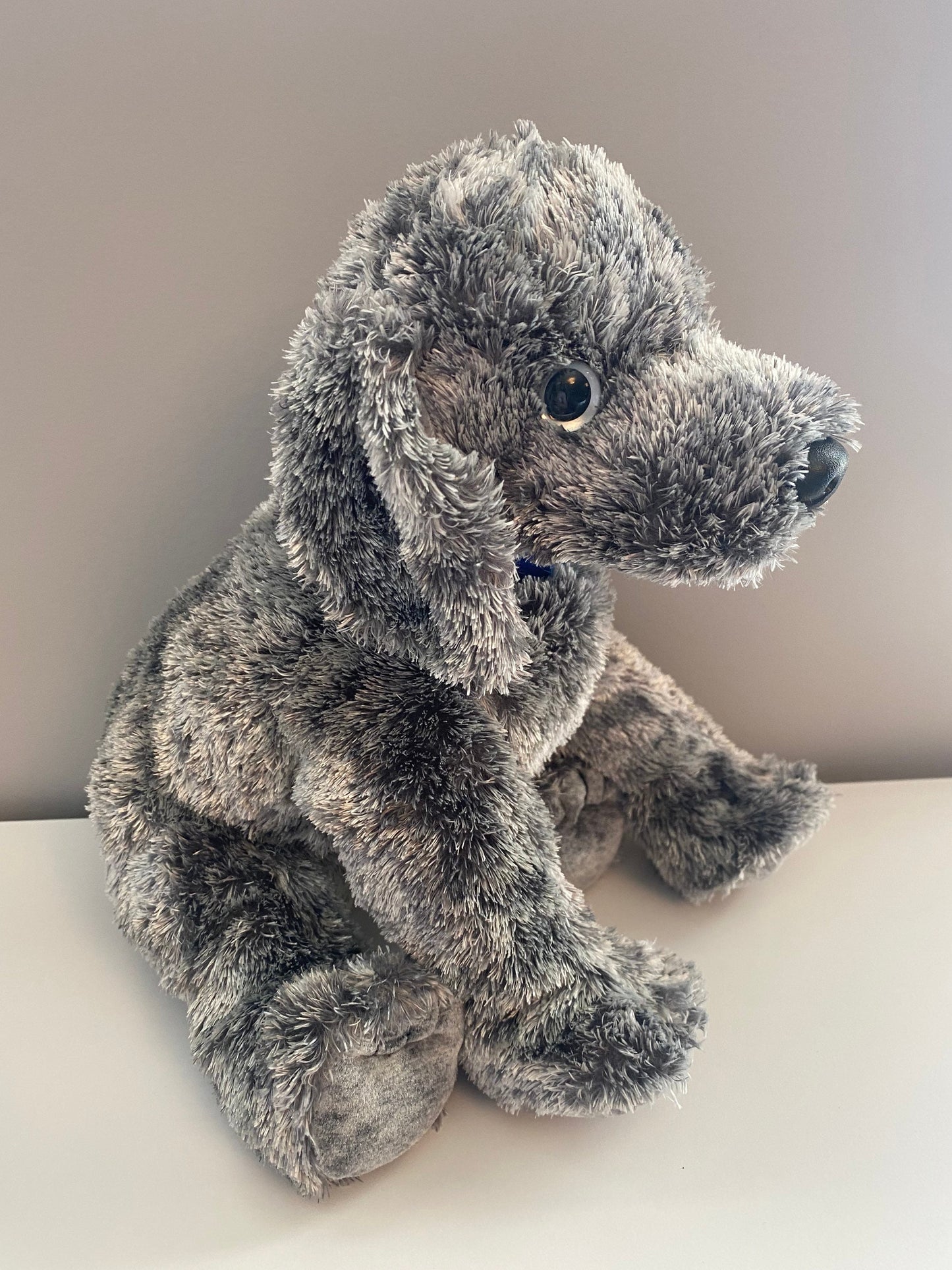 TY Classics Collection “Mercury” the Grey Dog Plush with Blue Collar (12 inch)