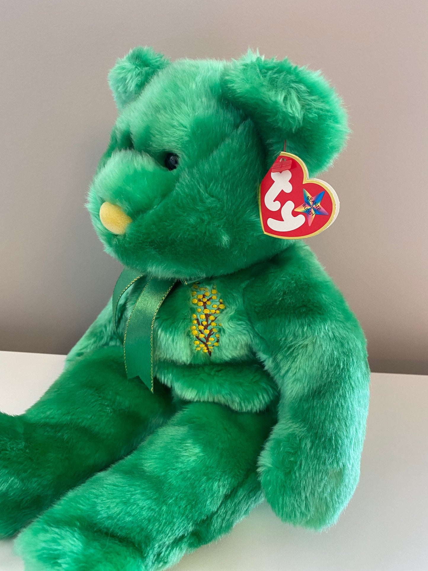 Ty Beanie Buddy “Wattlie” the Green Bear - Australian Exclusive! *Rare* (13.5 inch)