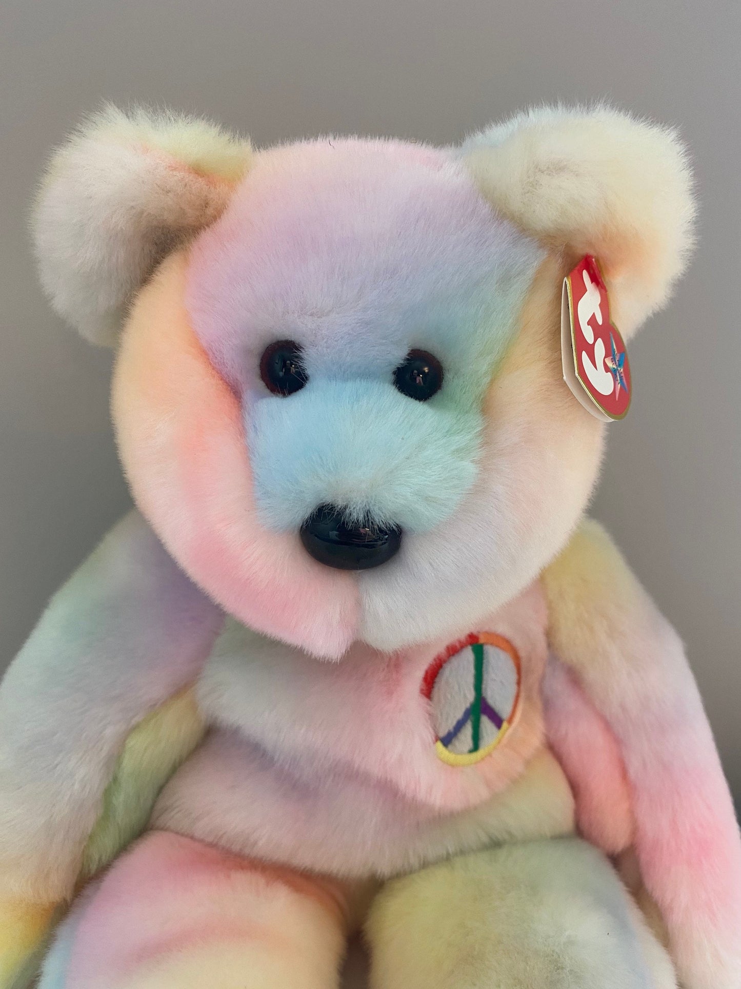 Ty Beanie Buddy “Peace” the Tie-Dye Beanie Buddy Bear - Pastel Colouring - Exact Colours Vary (13.5 inch)