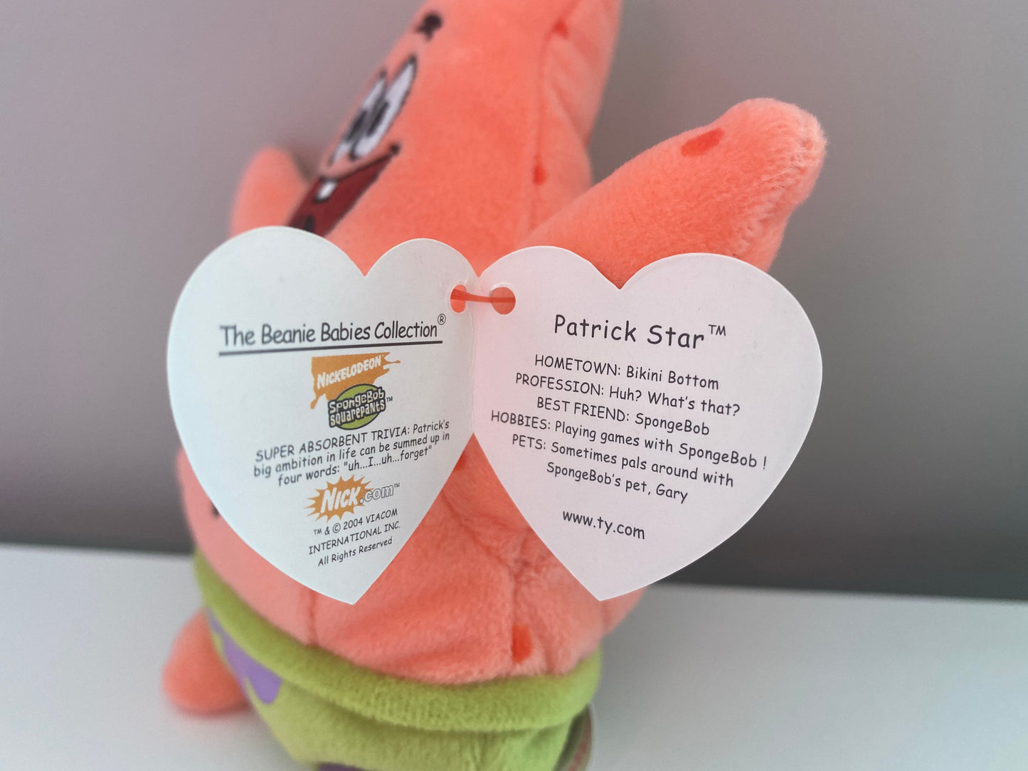 Ty Beanie Baby “Patrick Star” - Patrick  from SpongeBob SquarePants - SpongeBob Movie Promo Version! *Rare*  (7 inch)