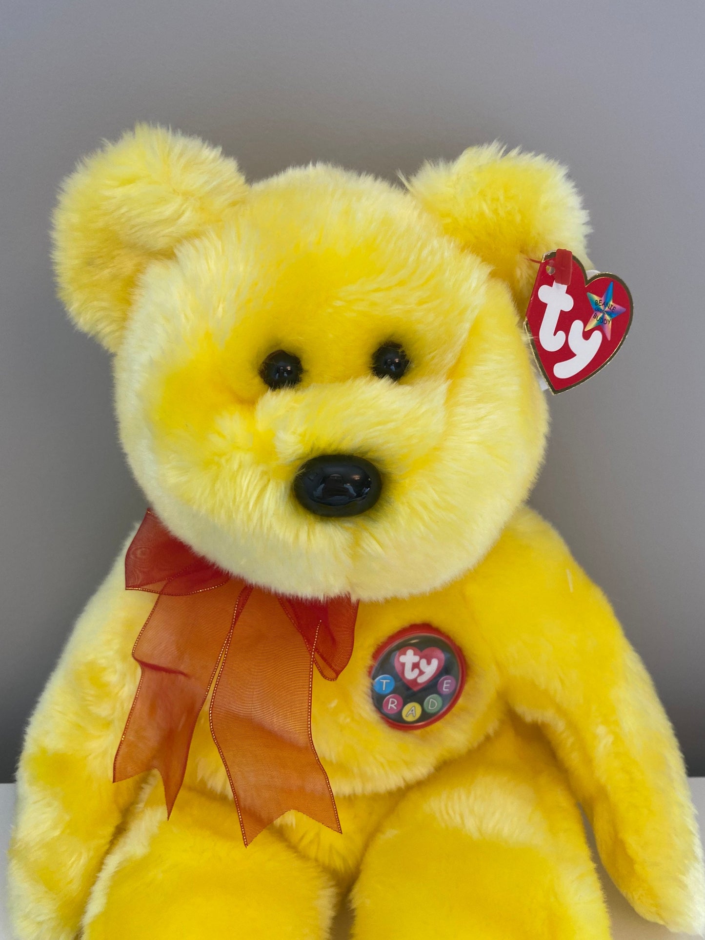 Ty Beanie Buddy “Tradee” the Yellow Bear  (14 inch)