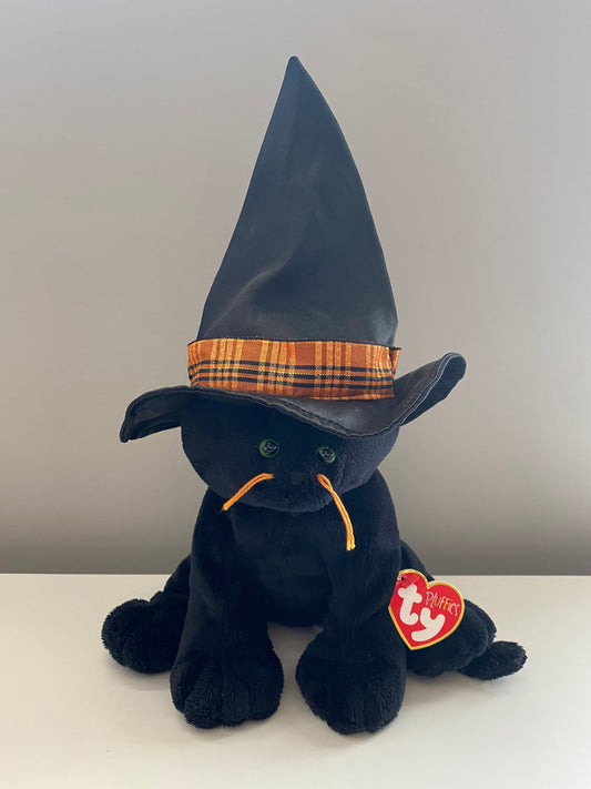 Ty Pluffies Collection “Merlin” the Black Halloween Cat with Hat (7 inch)