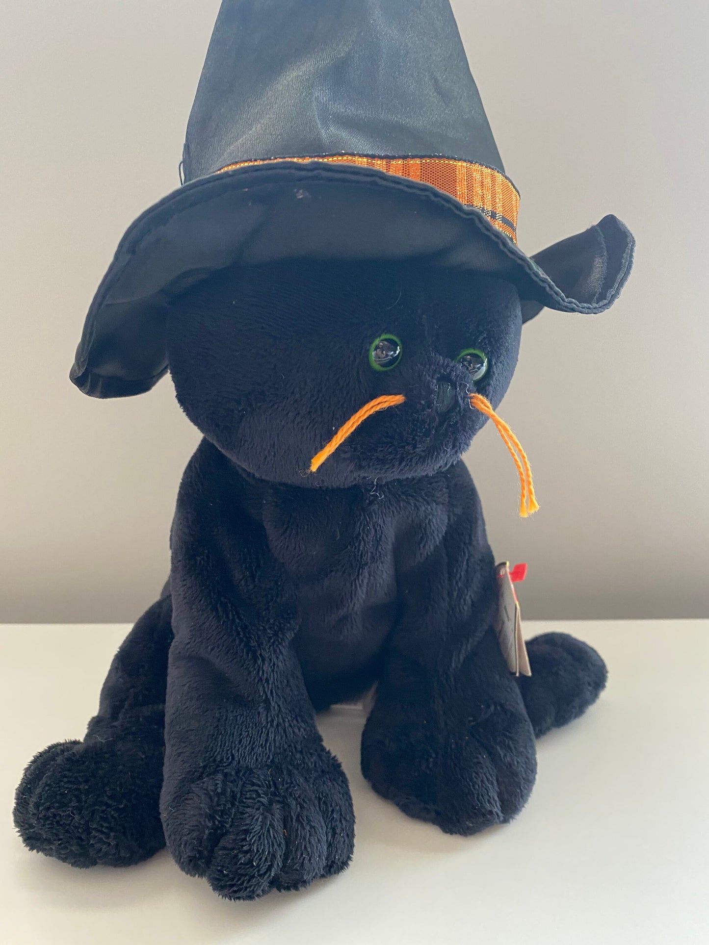 Ty Pluffies Collection “Merlin” the Black Halloween Cat with Hat (7 inch)