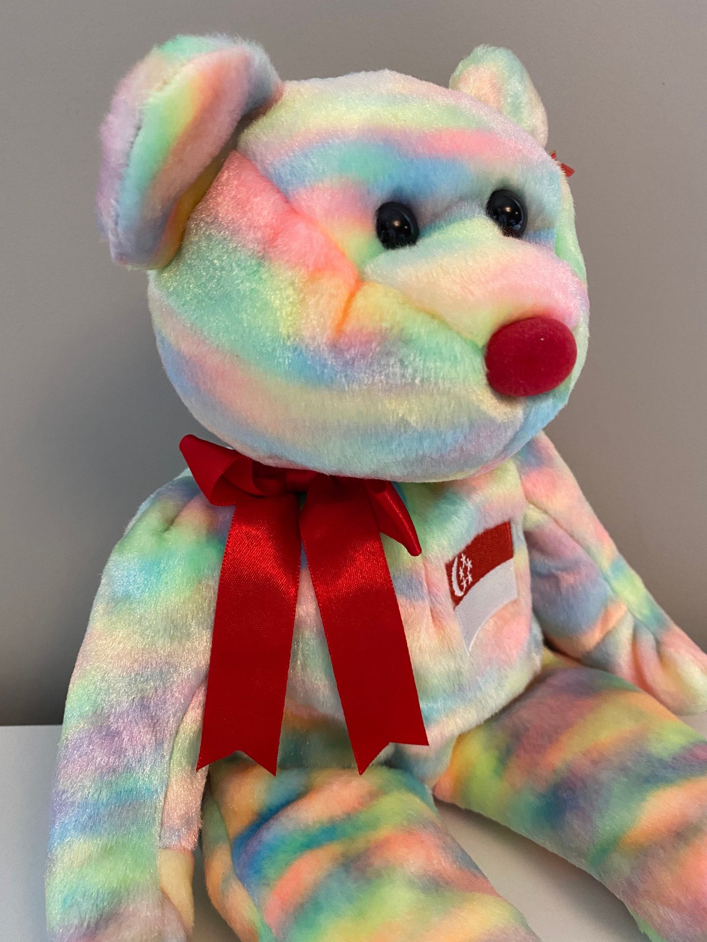 Ty Beanie Buddy “Singabear” the Tie-Dye Bear  - Singapore Exclusive *Rare* (13.5 inch)