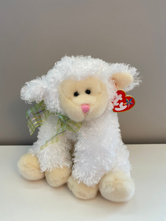 Ty Beanie Buddy “Floxy” the Adorable Lamb with Green Bow (11 inch)