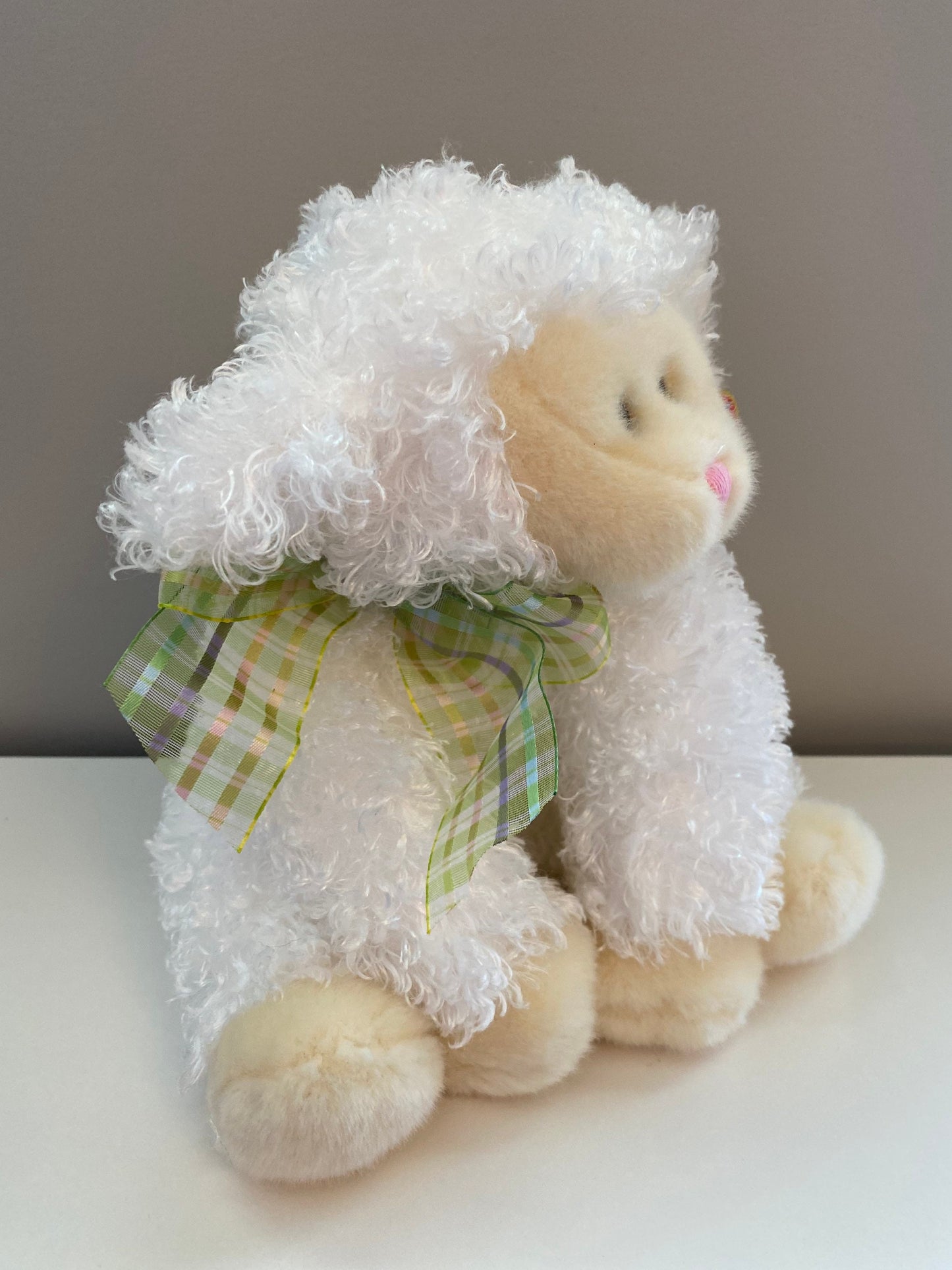 Ty Beanie Buddy “Floxy” the Adorable Lamb with Green Bow (11 inch)