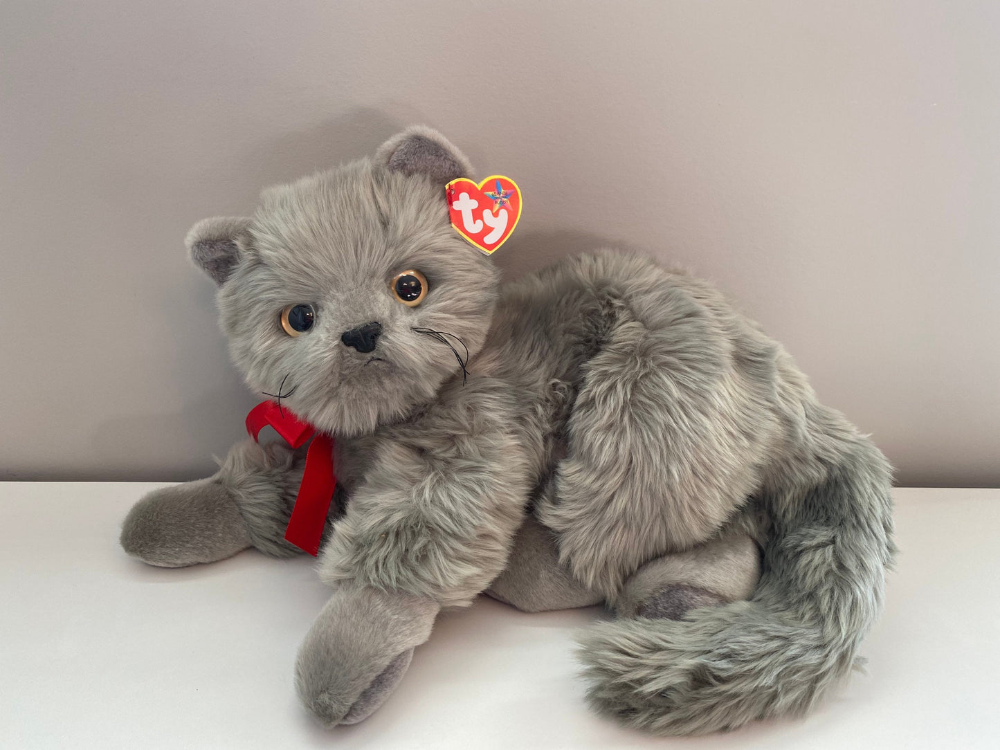 Ty Beanie Buddy “Beani” the Grey Long-Haired Cat! (13 inch)