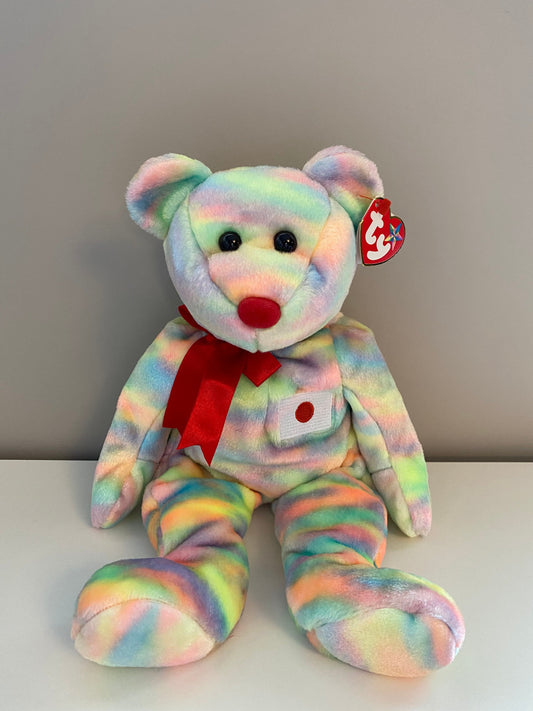 Ty Beanie Buddy “Ai” the Tie-Dye Bear - One of Six in the Asia-Pacific Set (13.5 inch)