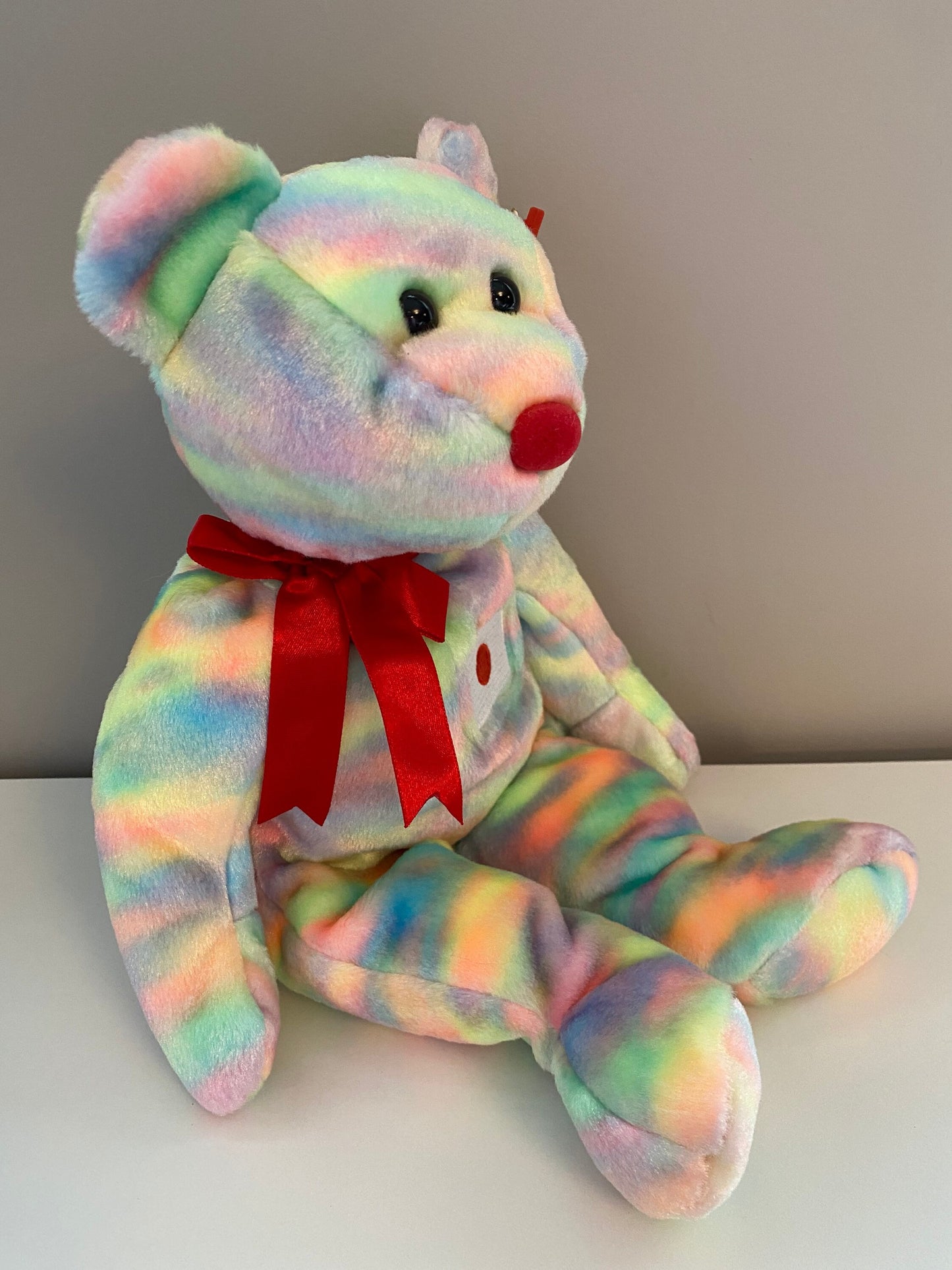 Ty Beanie Buddy “Ai” the Tie-Dye Bear - One of Six in the Asia-Pacific Set (13.5 inch)