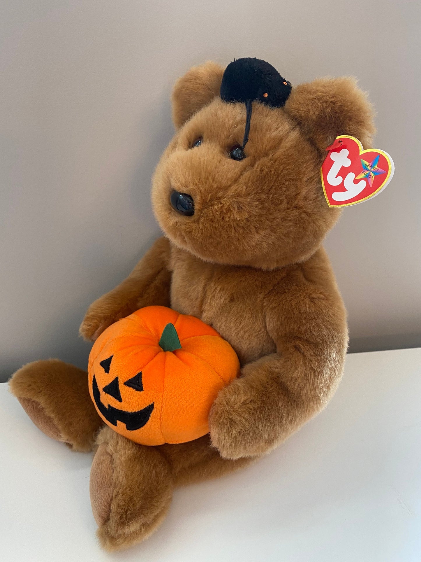 Ty Beanie Buddy “Hocus” the Halloween Bear Holding a Pumpkin (13.5 inch)