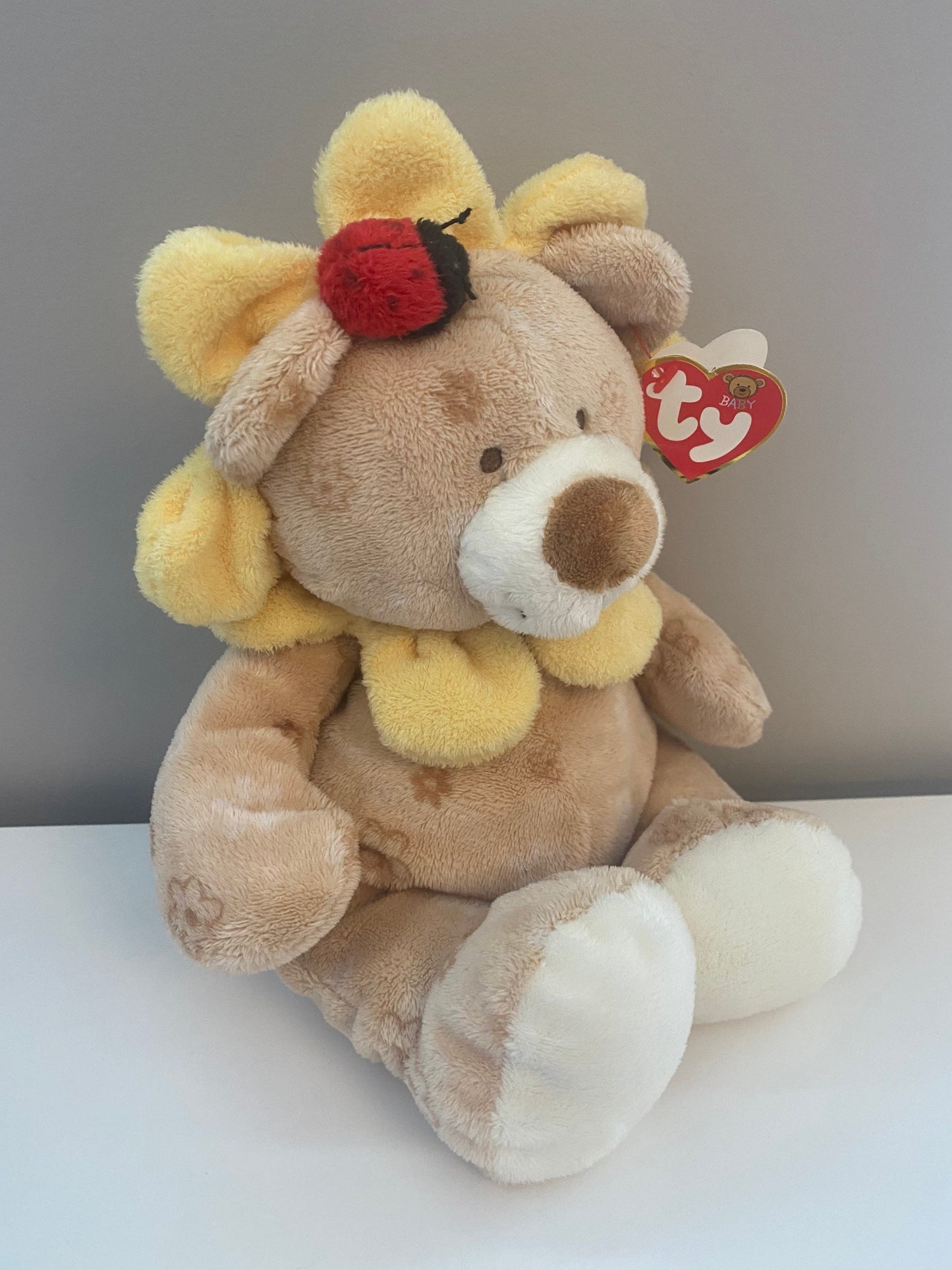 TY Baby Line “Baby Blossoms” the Adorable Sunflower Bear with Ladybug (12 inch)