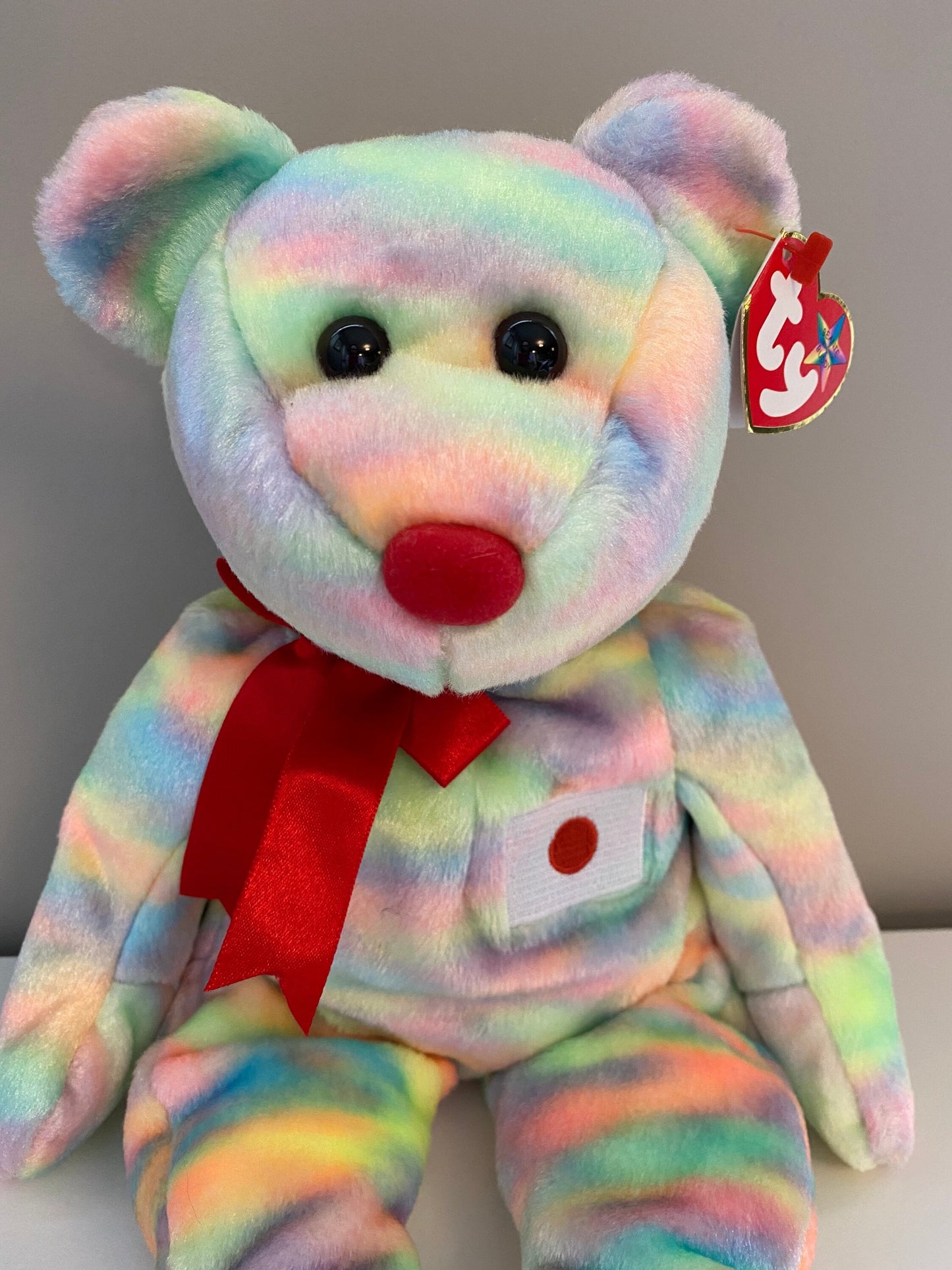 Ty Beanie Buddy “Ai” the Tie-Dye Bear - One of Six in the Asia-Pacific Set (13.5 inch)