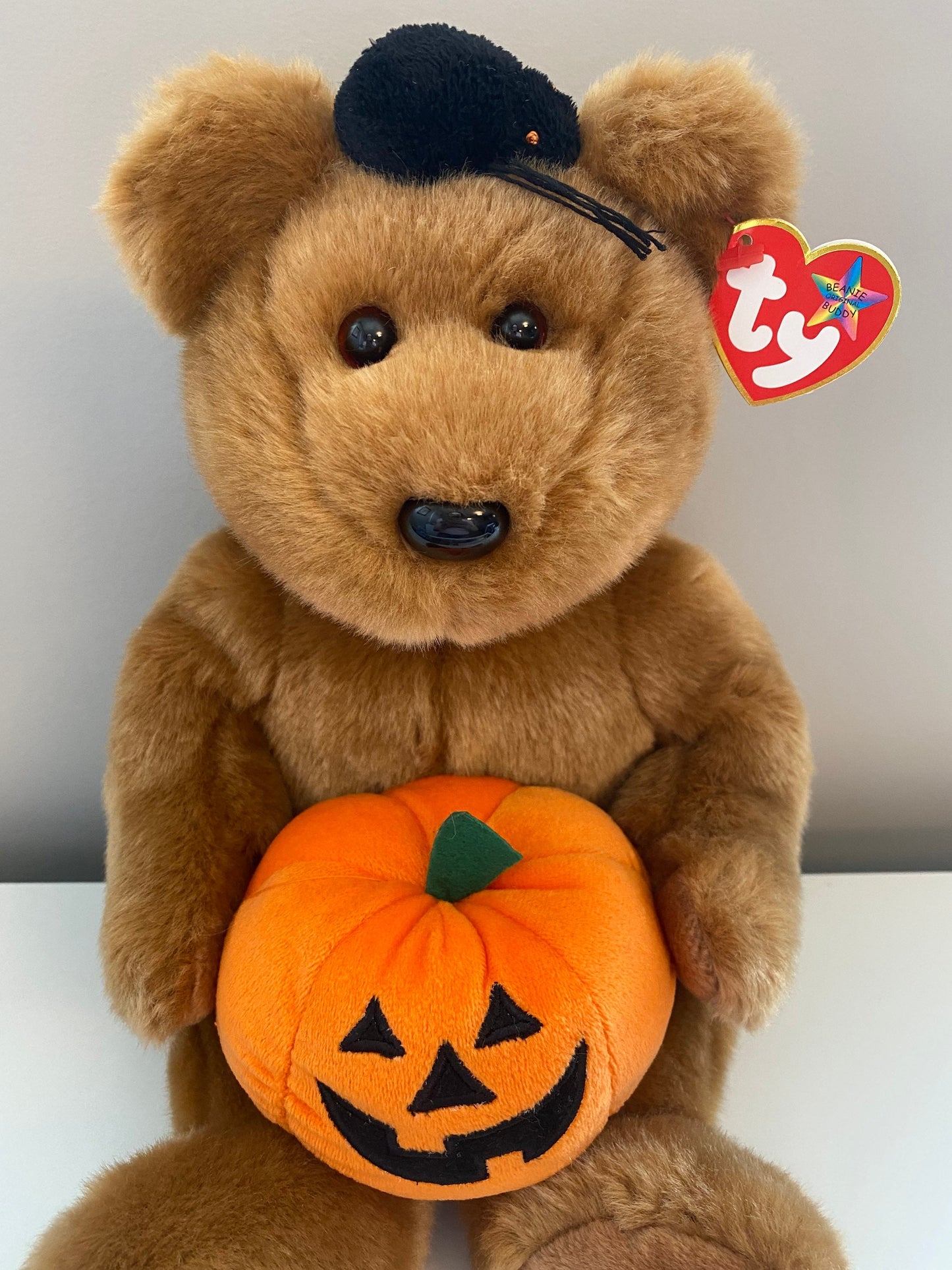 Ty Beanie Buddy “Hocus” the Halloween Bear Holding a Pumpkin (13.5 inch)