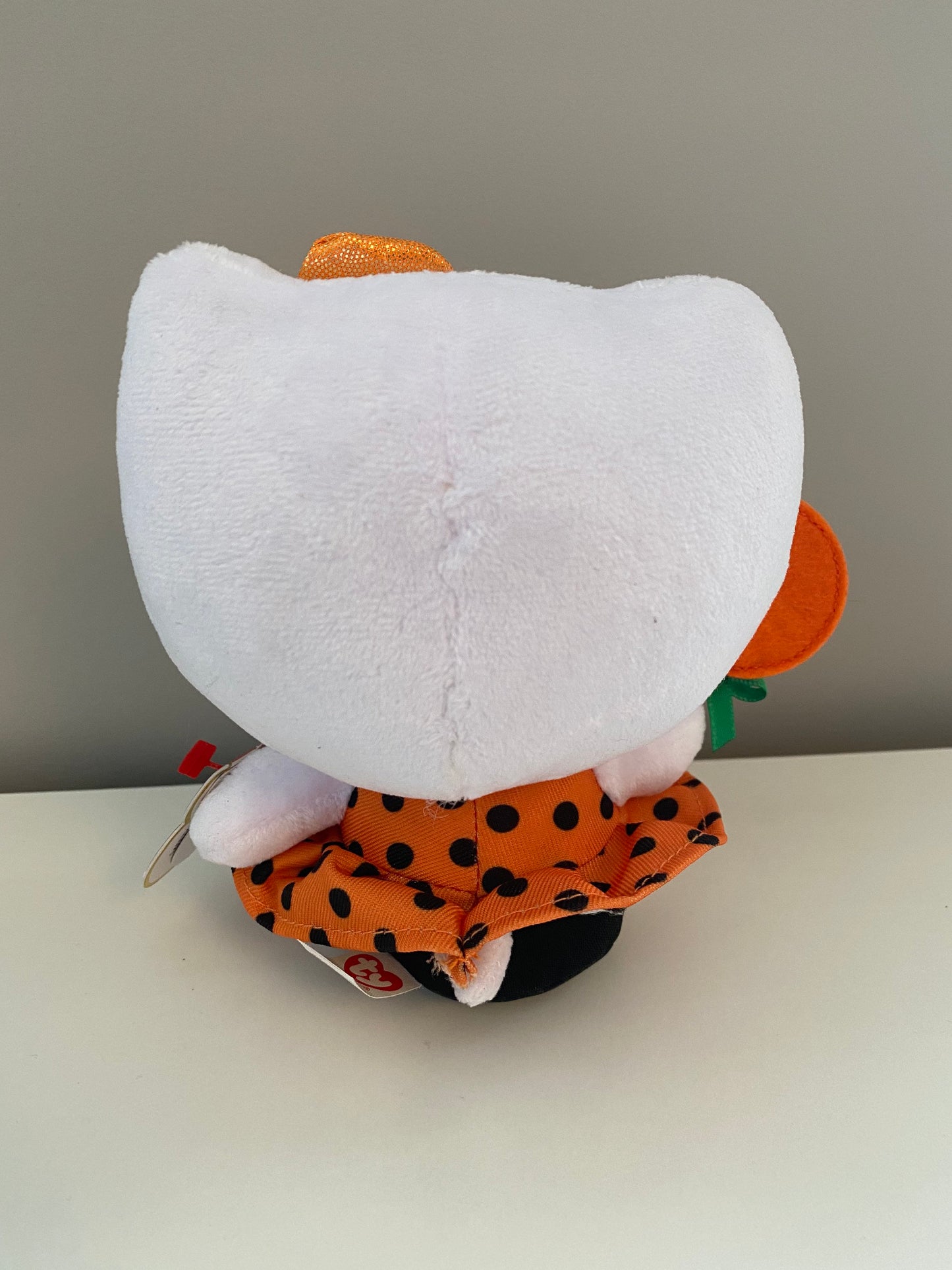 Ty Beanie Baby Vintage “Hello Kitty” with Halloween Lollipop, Orange Bow, and Orange Polka Dot Dress (5 inch)