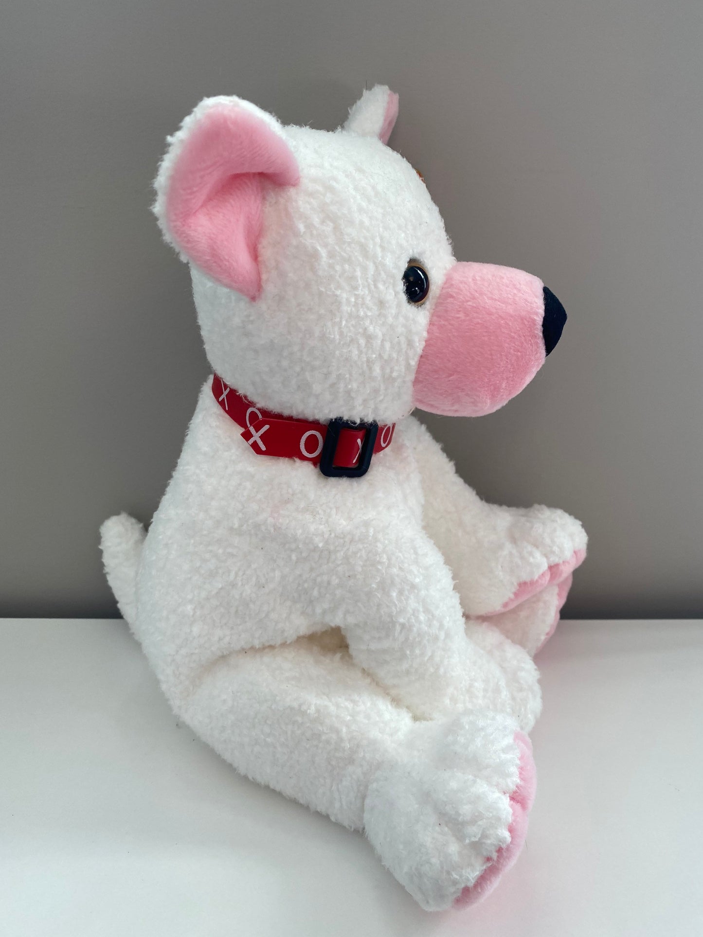 Ty Beanie Buddy “Cupid” the White Dog with Red Heart over Eye (10 inch)