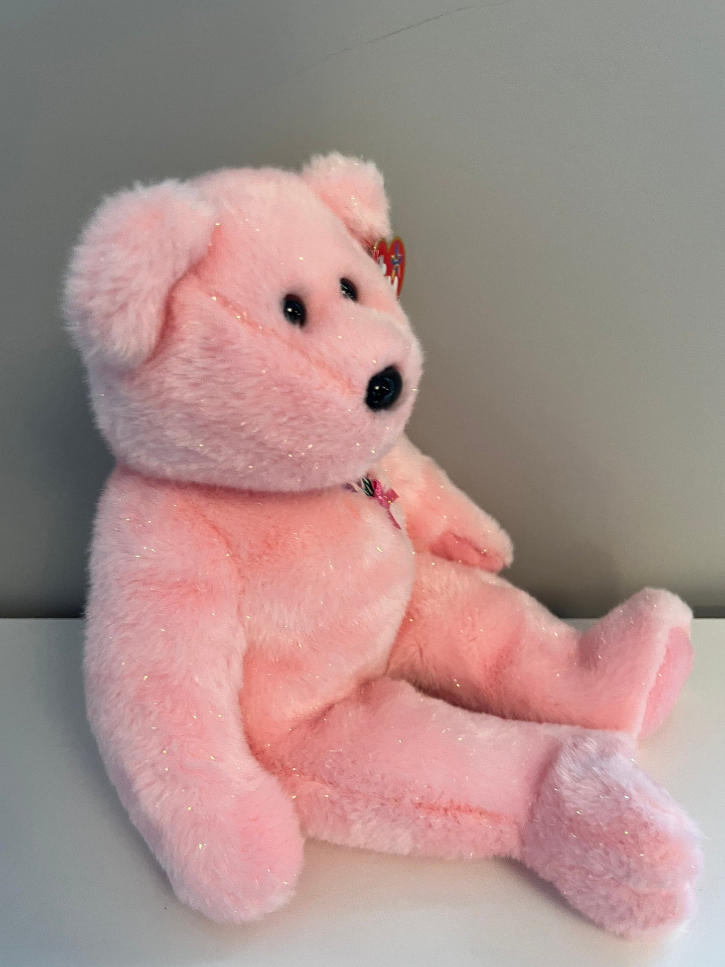 Ty Beanie Buddy “Mum” the Pink Sparkly Flower Bear - Mothers Day or Gift for Mom (13.5 inch)