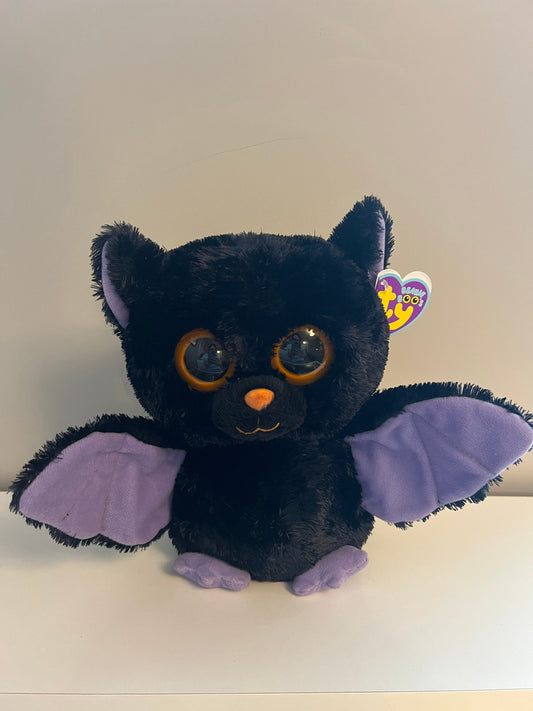 Ty Beanie Boo “Swoops” the Black and Purple Bat - Medium Size (9 inch)