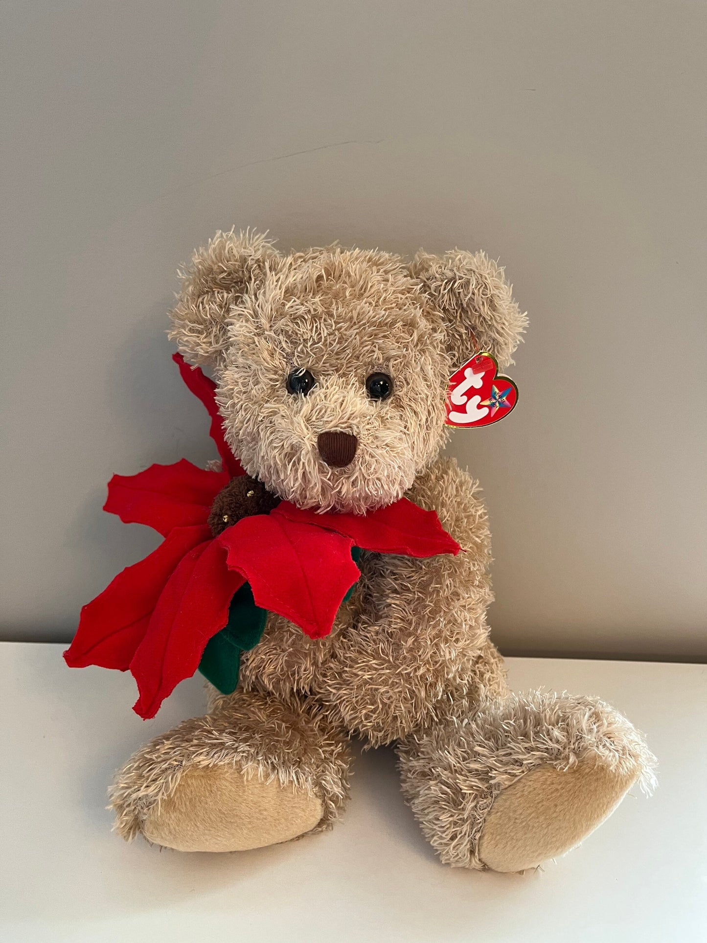 Ty Beanie Buddy “Holiday Teddy”the Holiday Bear Holding Poinsettia (11 inch)