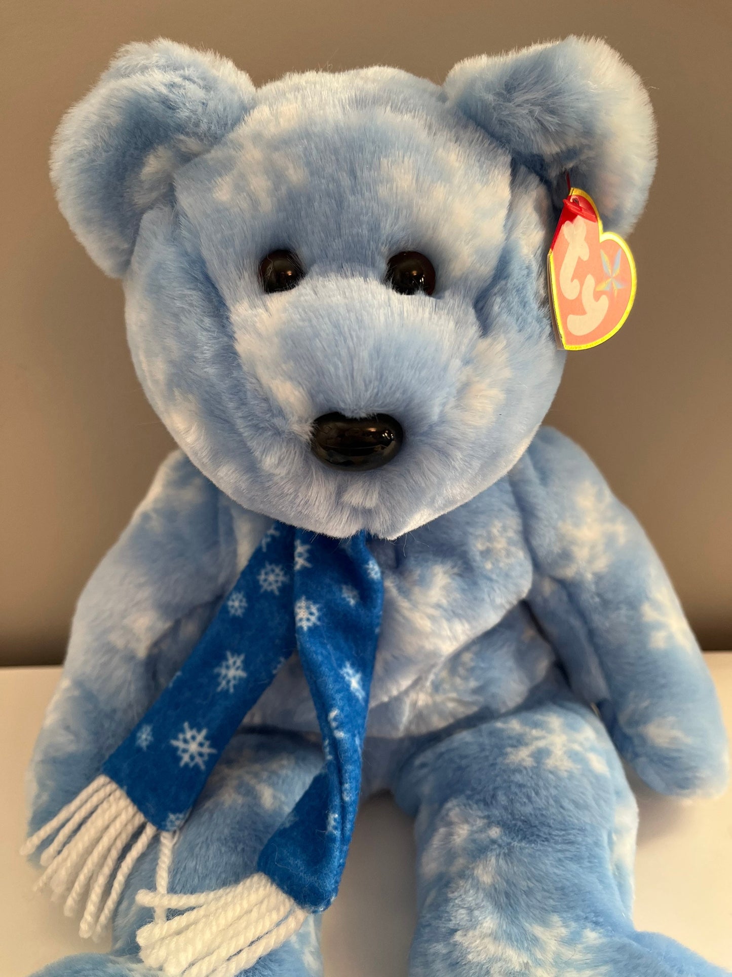 Ty Beanie Buddy “1999 Holiday Teddy” the Adorable Blue Snowflake Bear (14 inch)