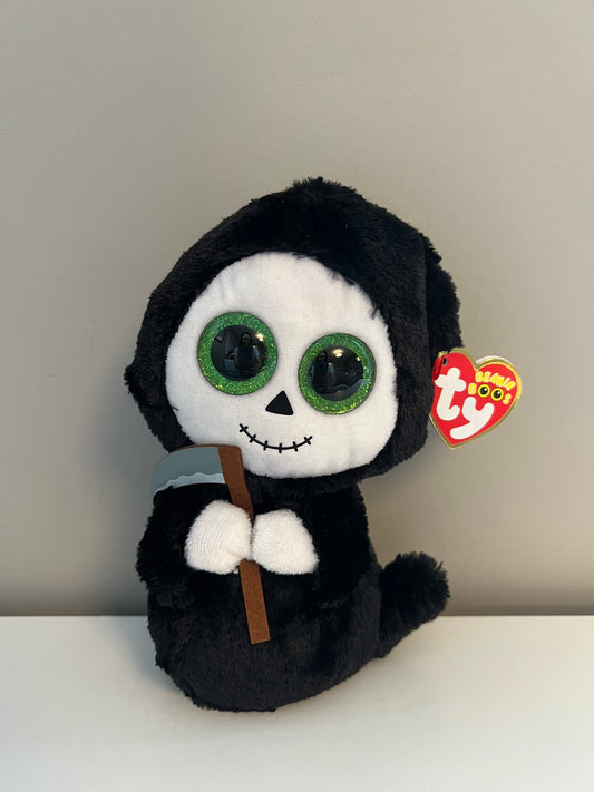 TY Beanie Boo “Grimm” the Halloween Ghost Reaper Holding Sickle *Rare* (6 inch)