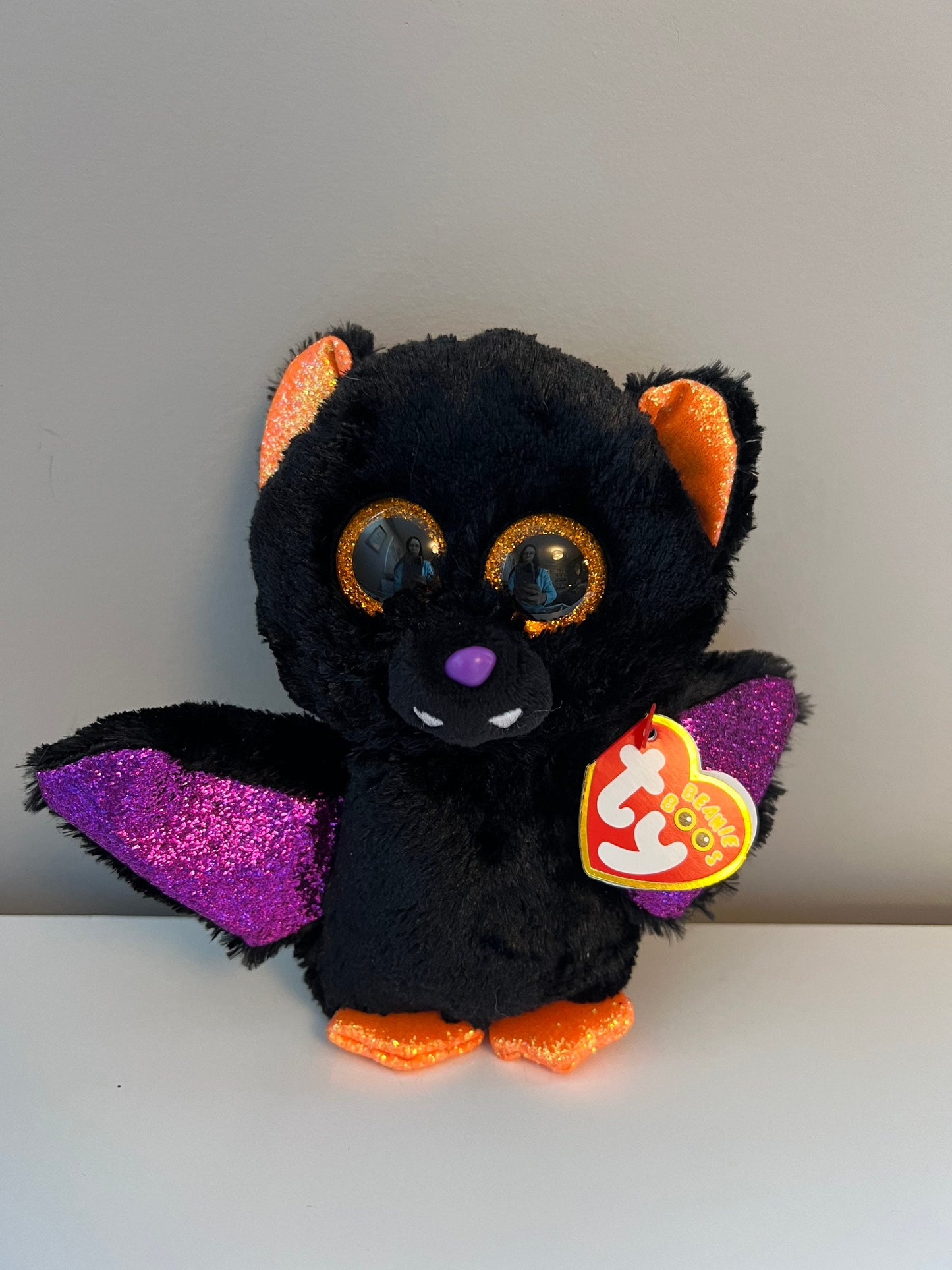 Ty Beanie Boo “Raven” the Halloween Bat with Orange Sparkly Eyes - Claire’s Exclusive *Rare* (6 inch)