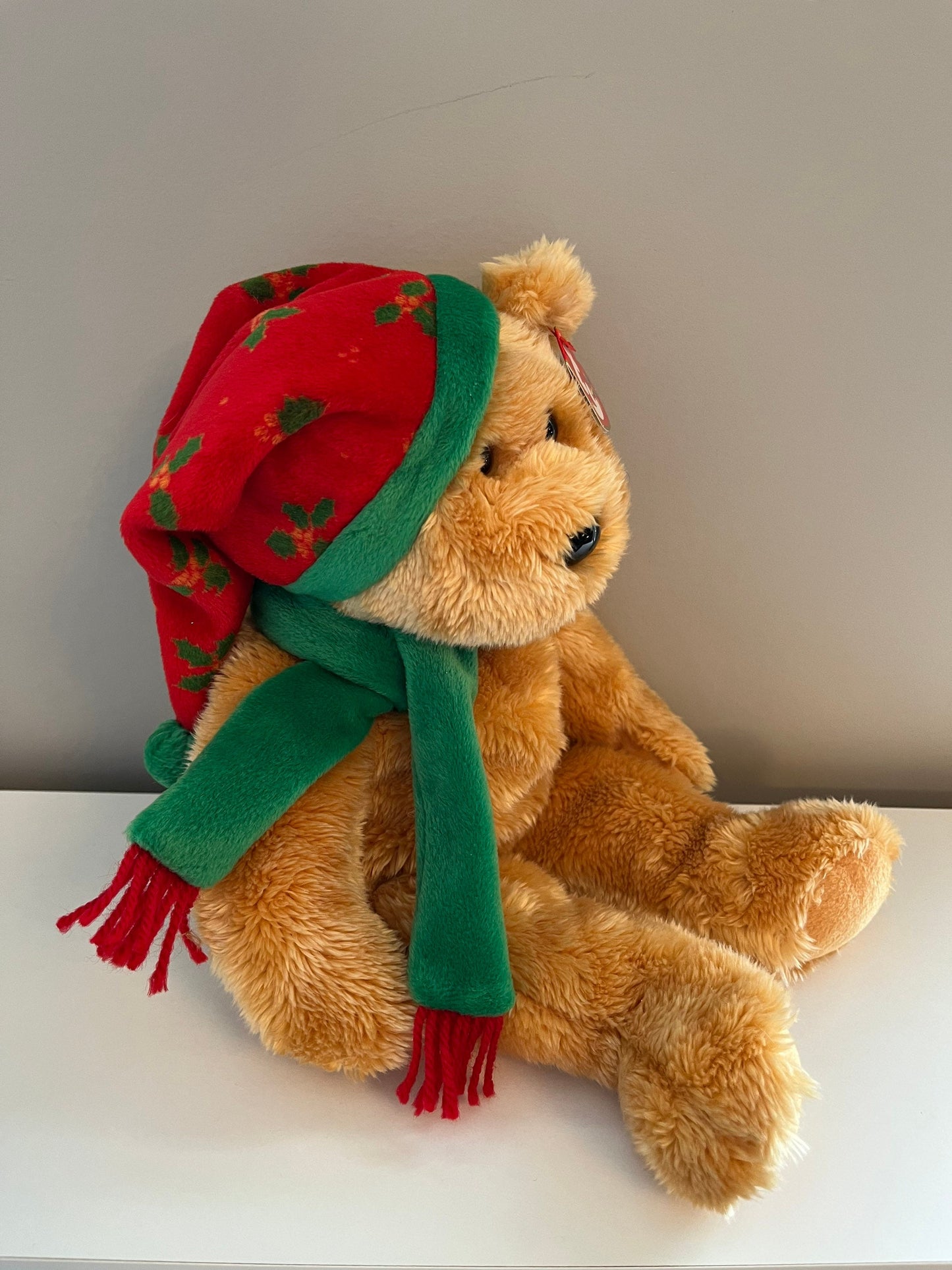 Ty Beanie Buddy “Holiday Teddy” the Holiday Bear wearing Scarf and Hat! (13.5 inch)