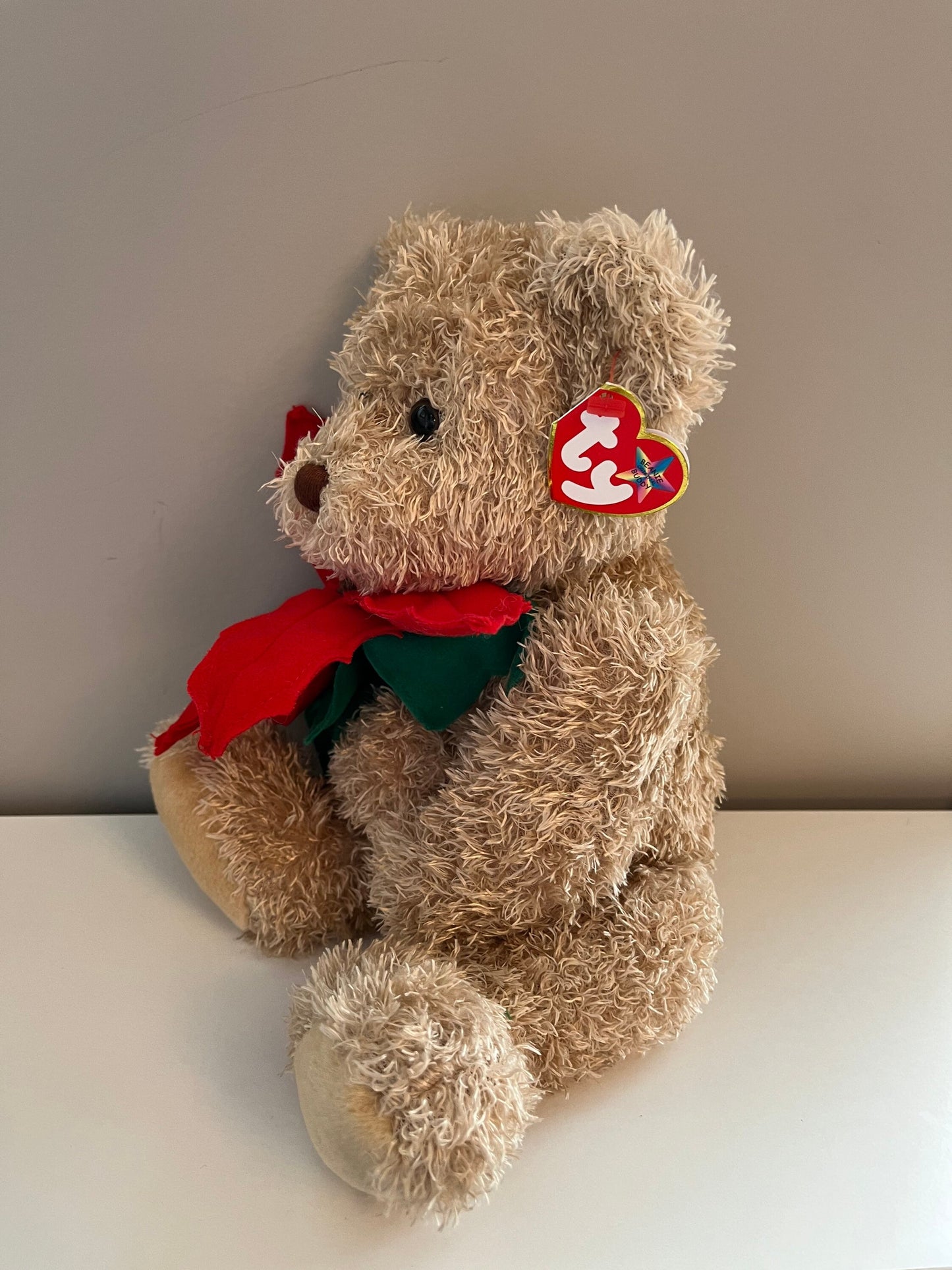 Ty Beanie Buddy “Holiday Teddy”the Holiday Bear Holding Poinsettia (11 inch)