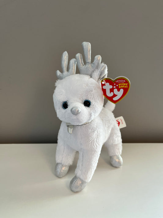 Ty Beanie Baby “Snocap” the White Reindeer with Silver Nose (7.5 inch)